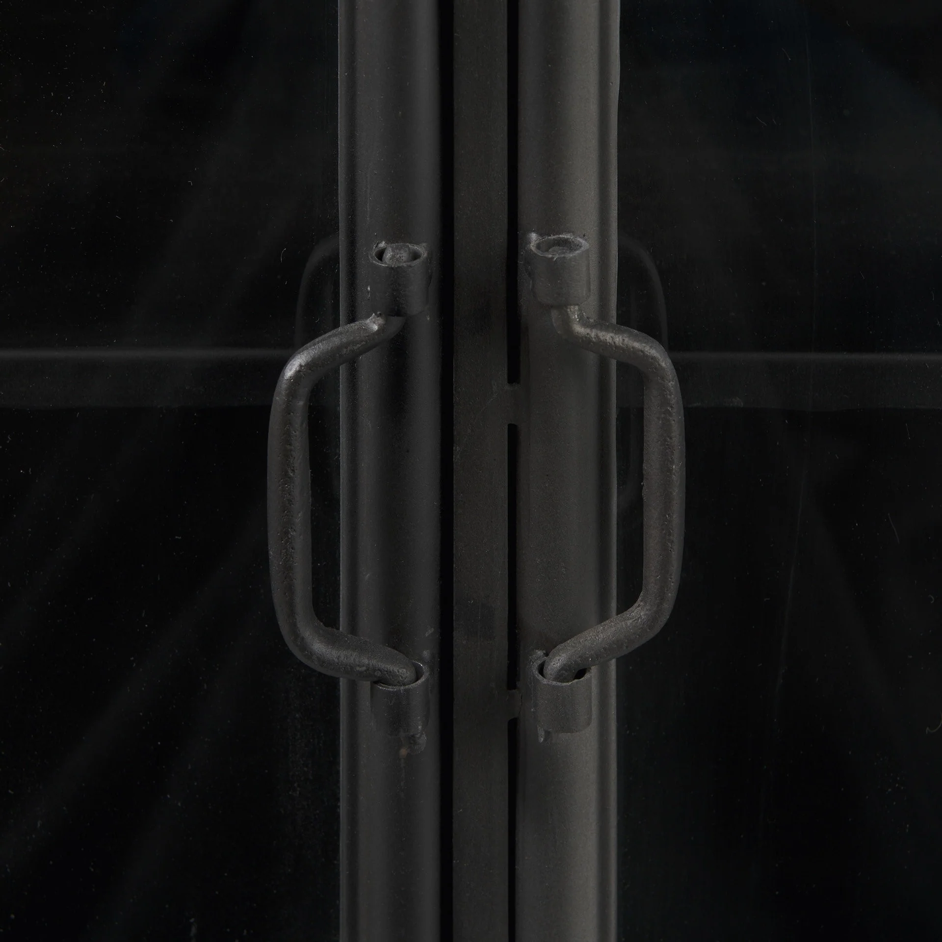 Rustic Black Metal Cabinet With Glass Doors By Homeroots - Image 7