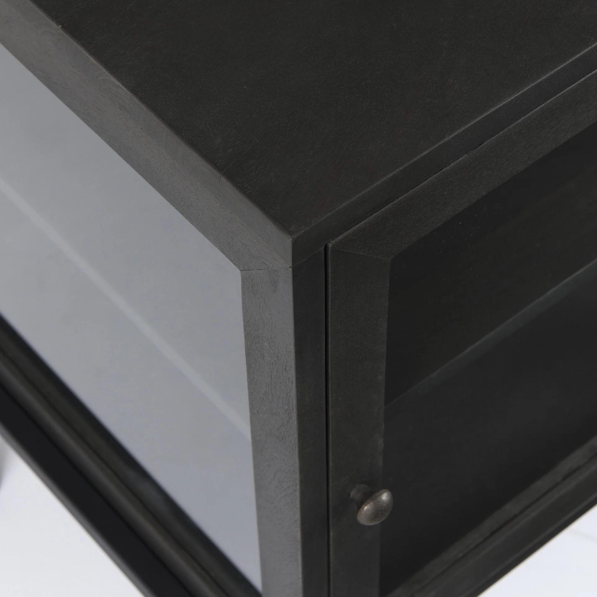 Rustic Black on Black Shadowbox Cabinet By Homeroots - Image 2