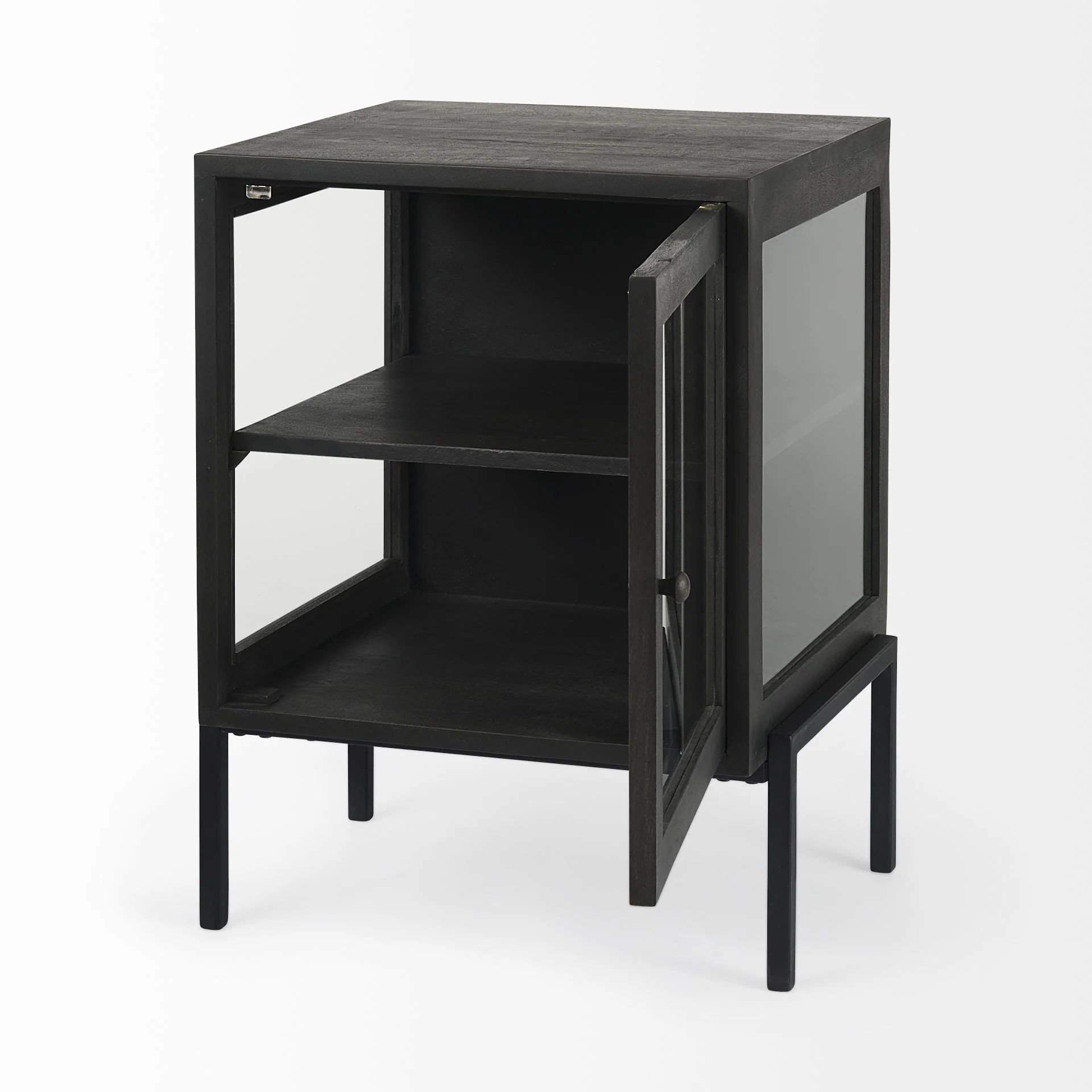Rustic Black on Black Shadowbox Cabinet By Homeroots - Image 5