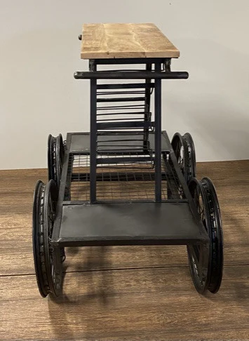 Rustic Black Rail Car Bar Cart By Homeroots - Image 2