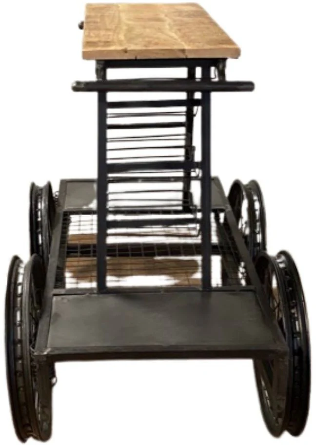 Rustic Black Rail Car Bar Cart By Homeroots - Image 7