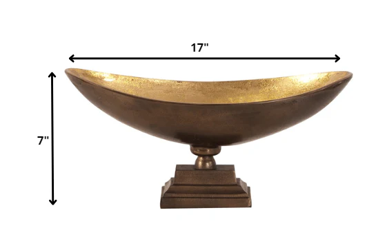 Rustic Bronze Oblong Footed Centerpiece Bowl By Homeroots - Image 2