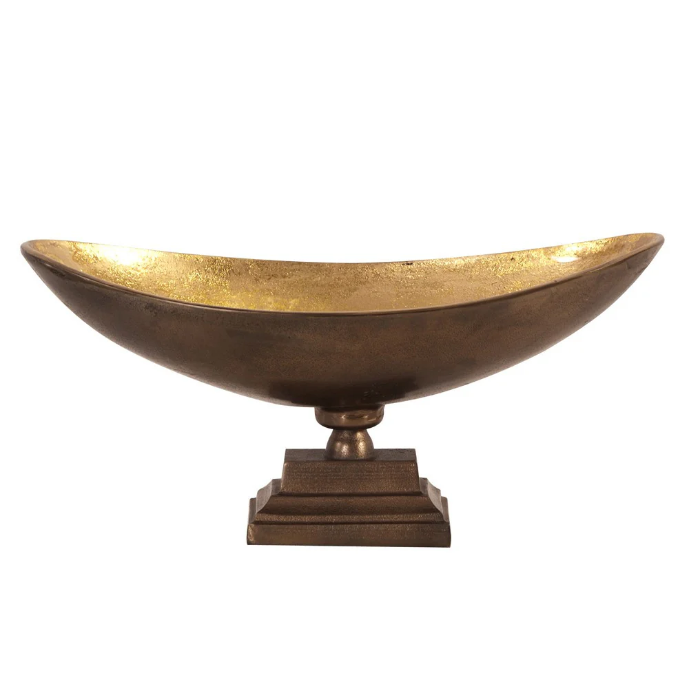 Rustic Bronze Oblong Footed Centerpiece Bowl By Homeroots - Image 3