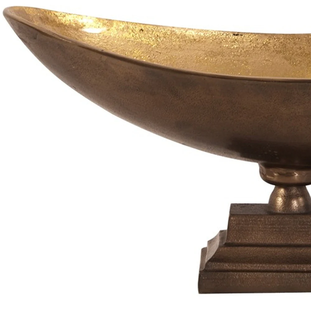 Rustic Bronze Oblong Footed Centerpiece Bowl By Homeroots - Image 4