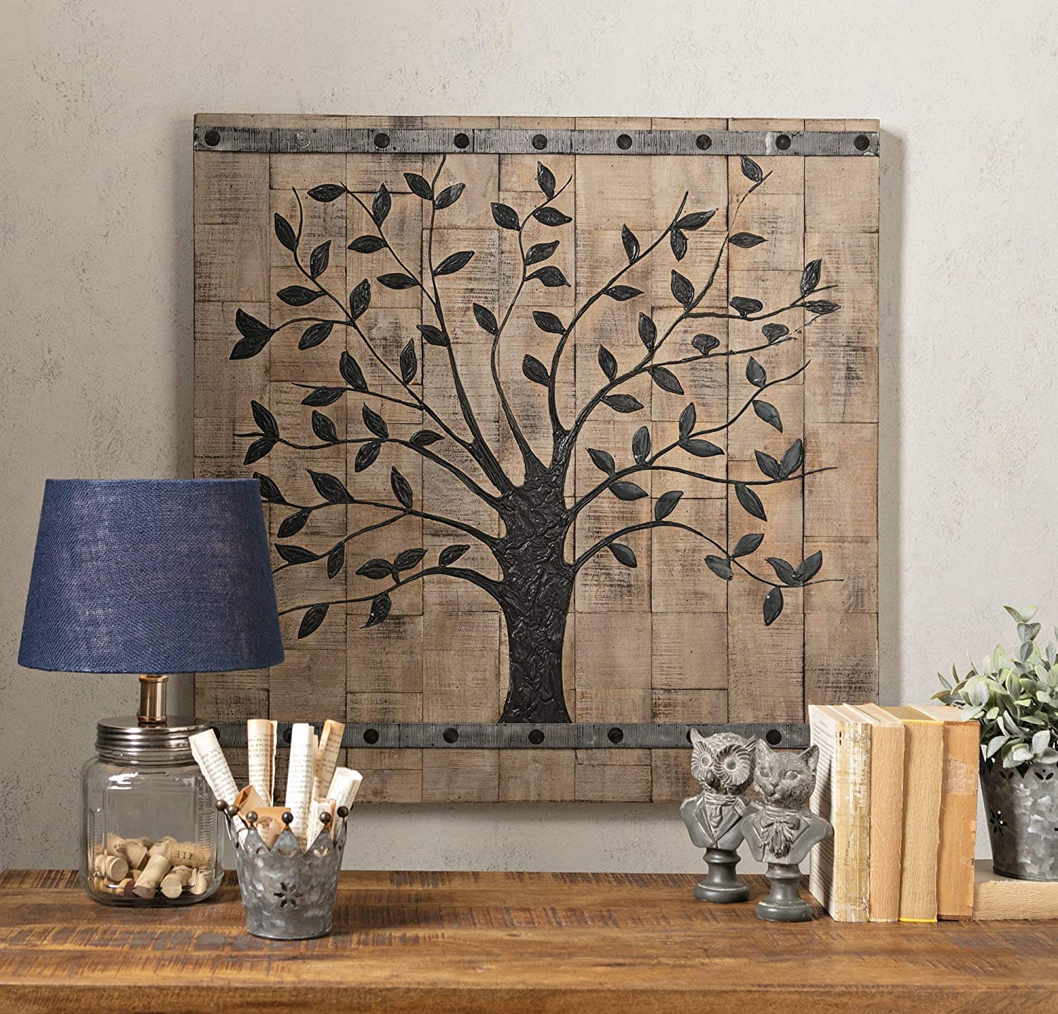 Rustic Brown Barn Door Tree of Life Wall Art By Homeroots - Image 2