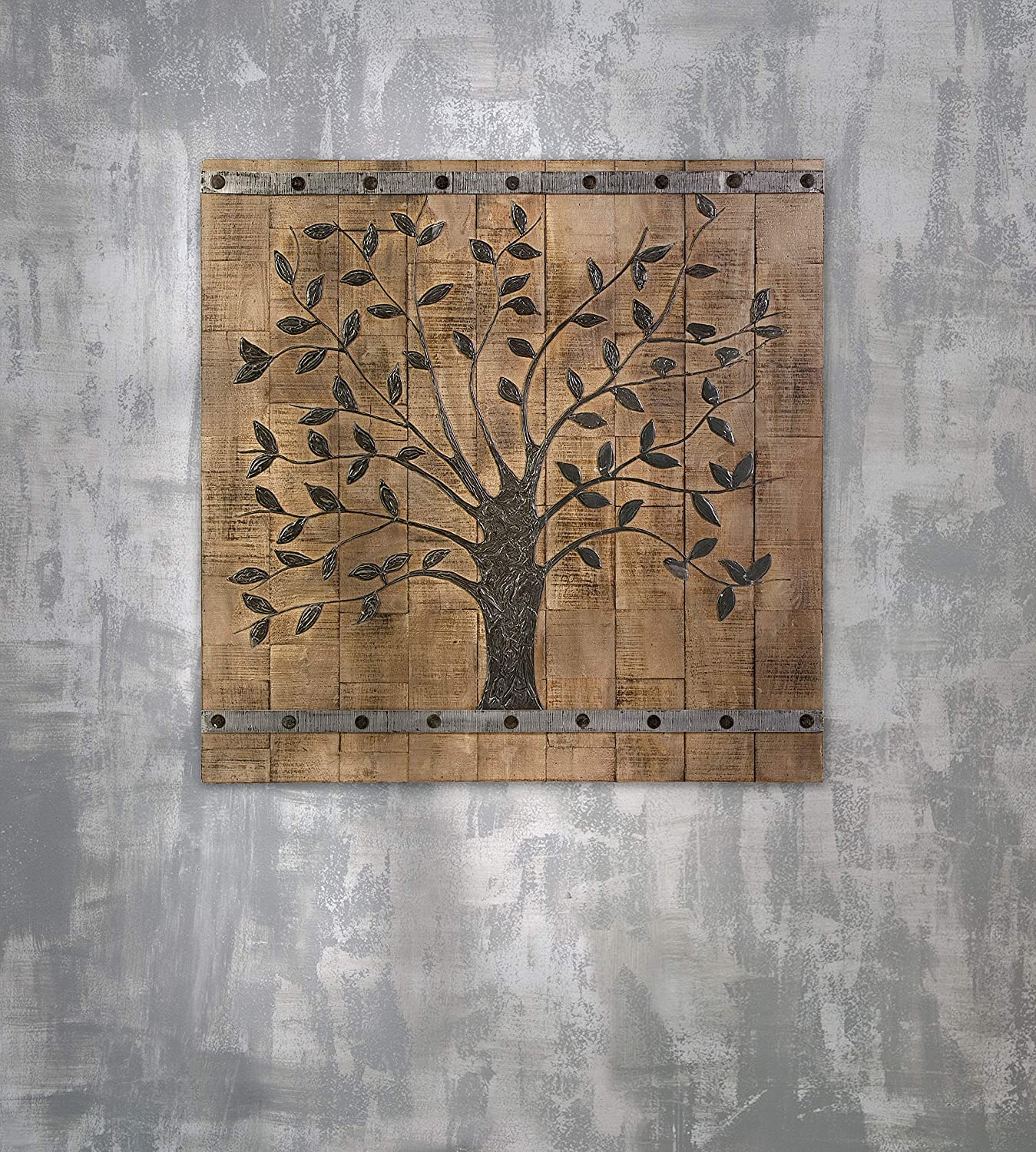 Rustic Brown Barn Door Tree of Life Wall Art By Homeroots - Image 3