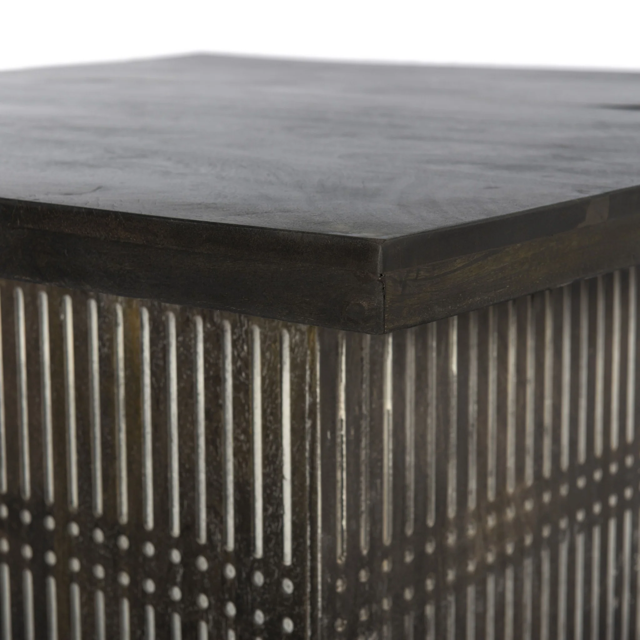 Rustic Brown Carved Wood Storage Coffee Table By Homeroots - Image 6