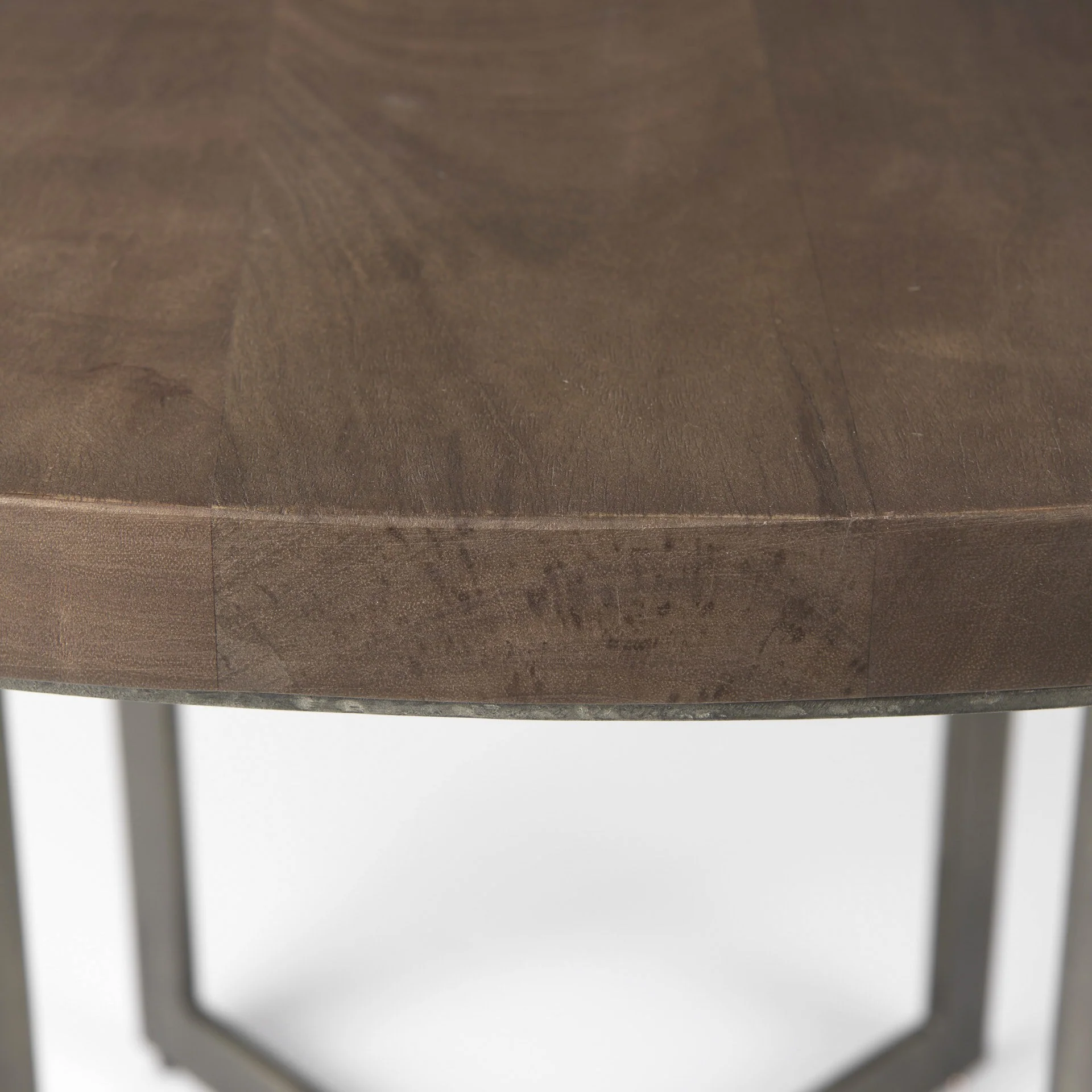 Rustic Brown Round Wood And Metal Dining Table By Homeroots - Image 4