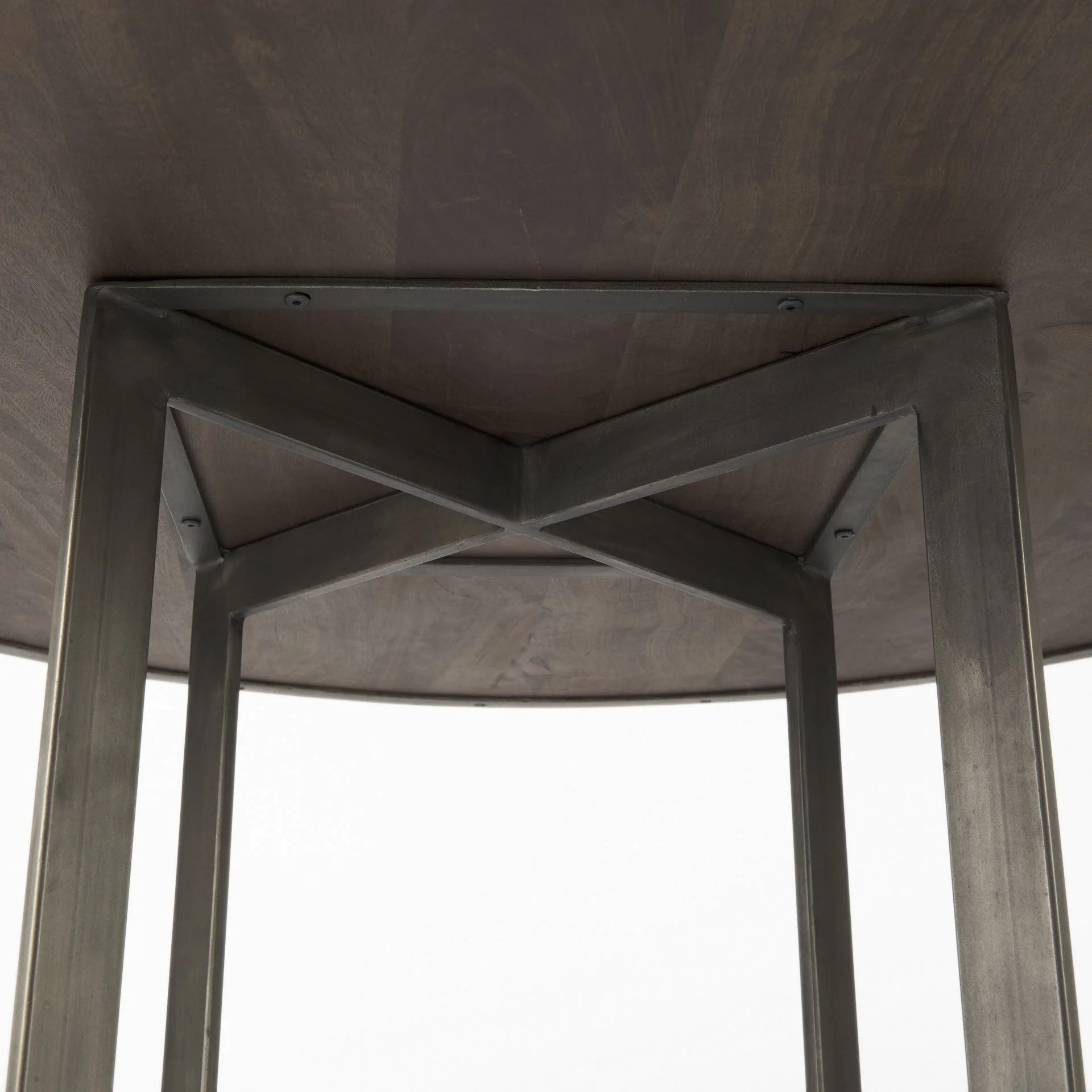 Rustic Brown Round Wood And Metal Dining Table By Homeroots - Image 5