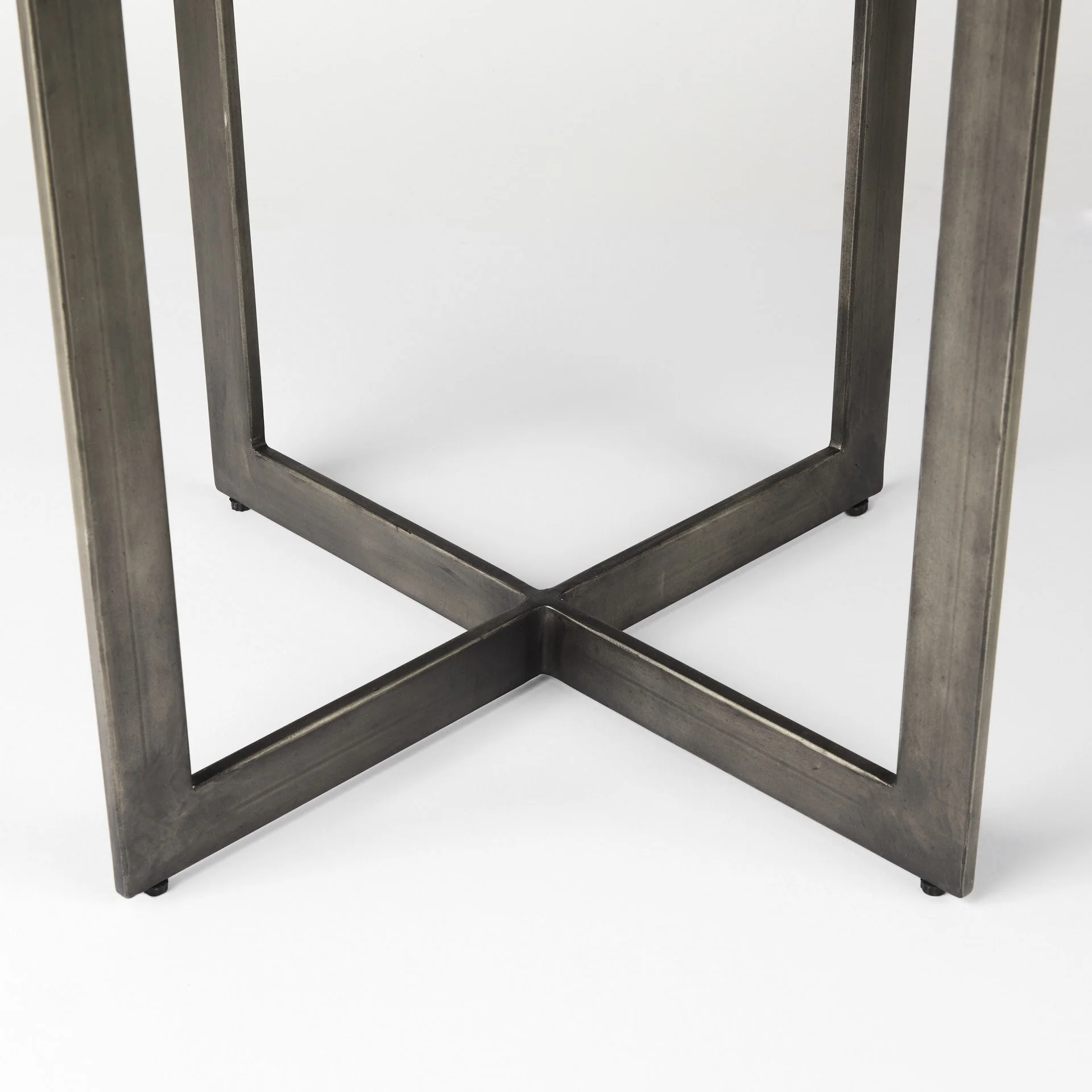 Rustic Brown Round Wood And Metal Dining Table By Homeroots - Image 6