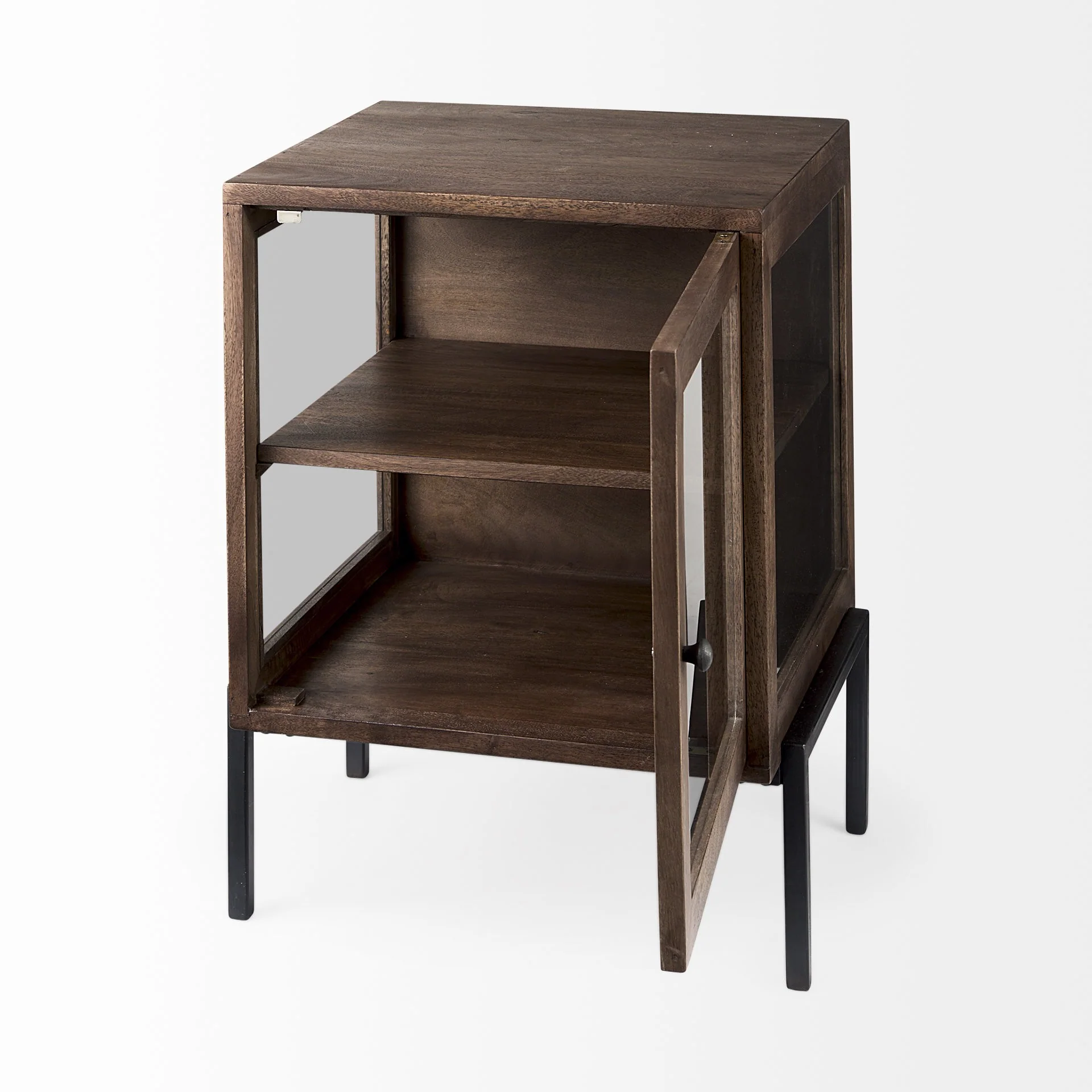 Rustic Dark Brown And Black Shadowbox Cabinet By Homeroots - Image 4