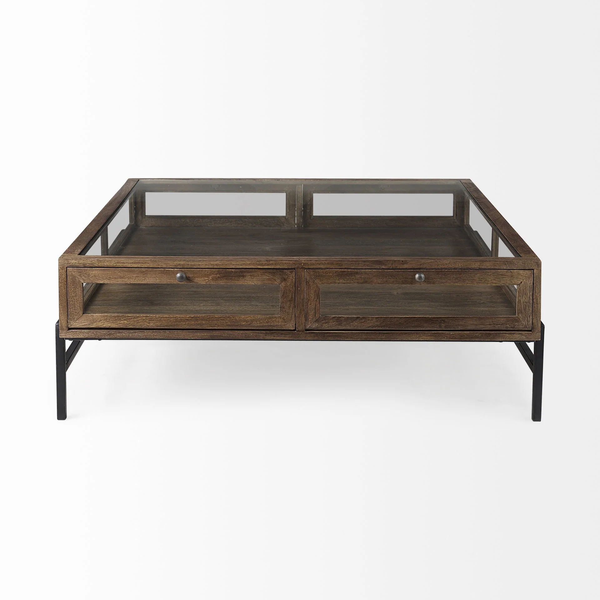 Rustic Dark Brown Brown Shadowbox Coffee Table By Homeroots - Image 3