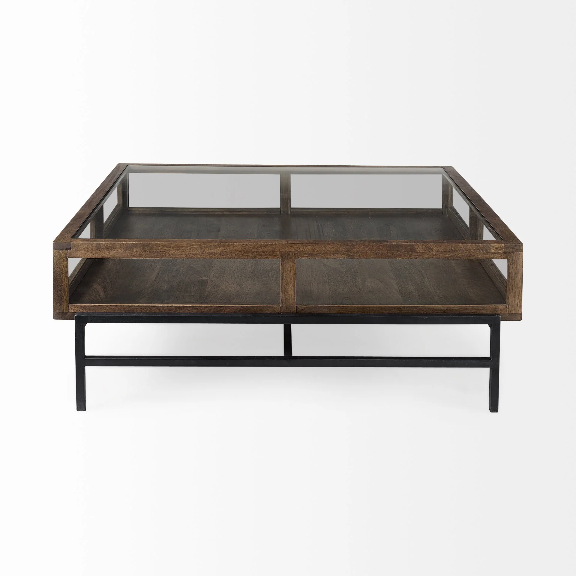 Rustic Dark Brown Brown Shadowbox Coffee Table By Homeroots - Image 4