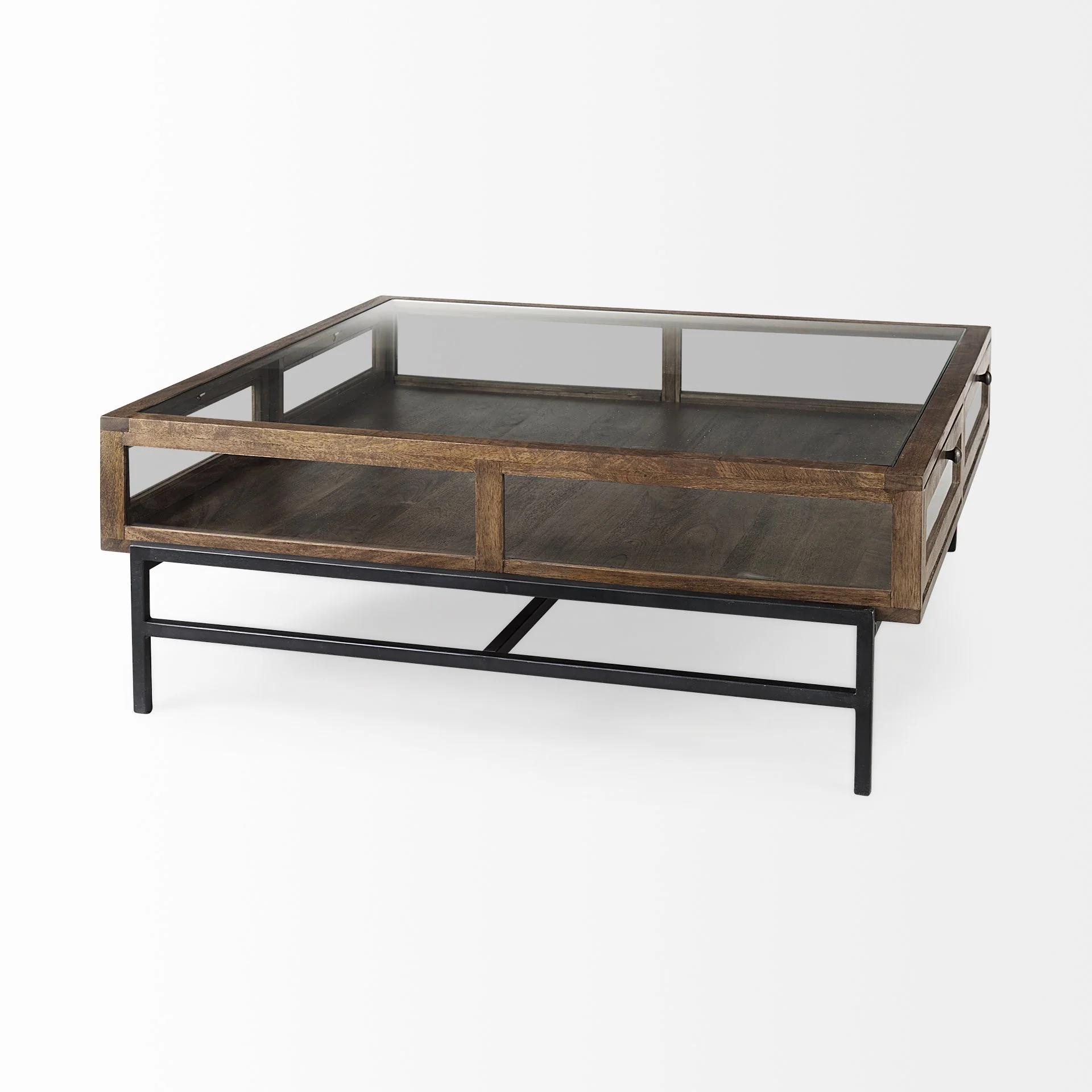 Rustic Dark Brown Brown Shadowbox Coffee Table By Homeroots - Image 5