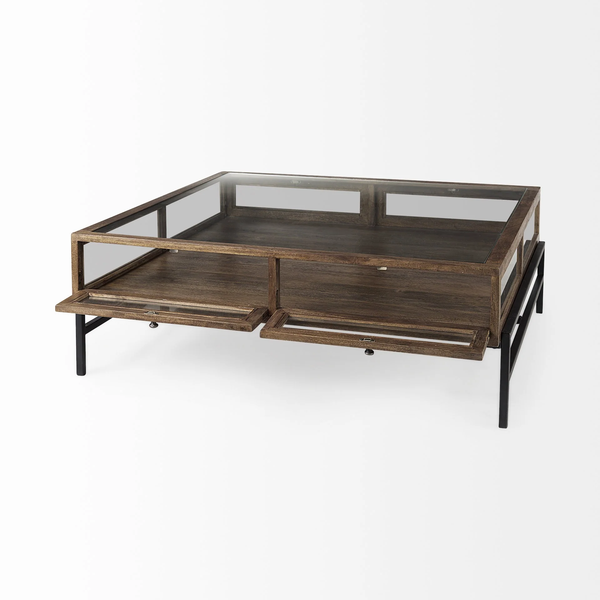 Rustic Dark Brown Brown Shadowbox Coffee Table By Homeroots - Image 6