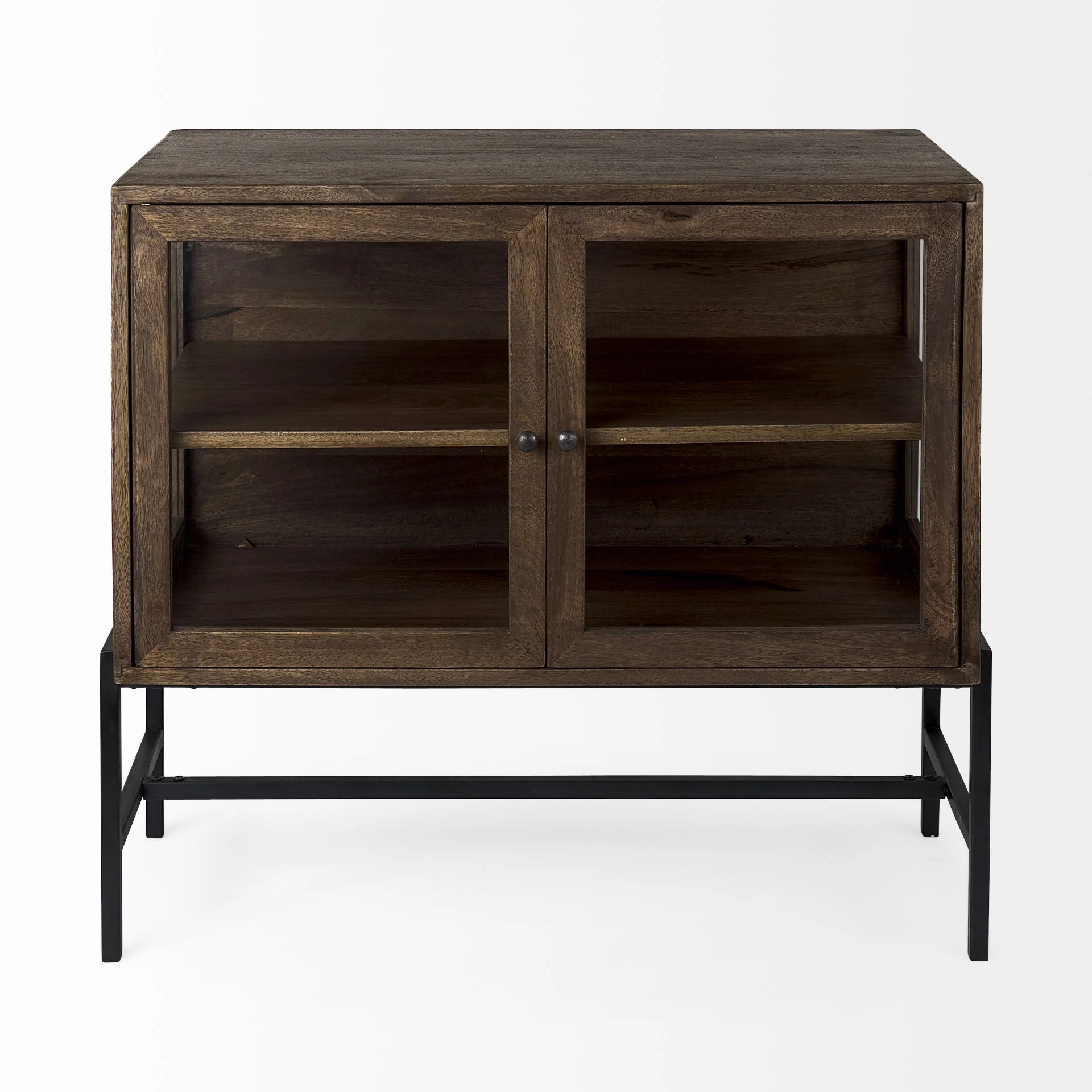 Rustic Dark Brown Two Door Shadowbox Cabinet By Homeroots - Image 2