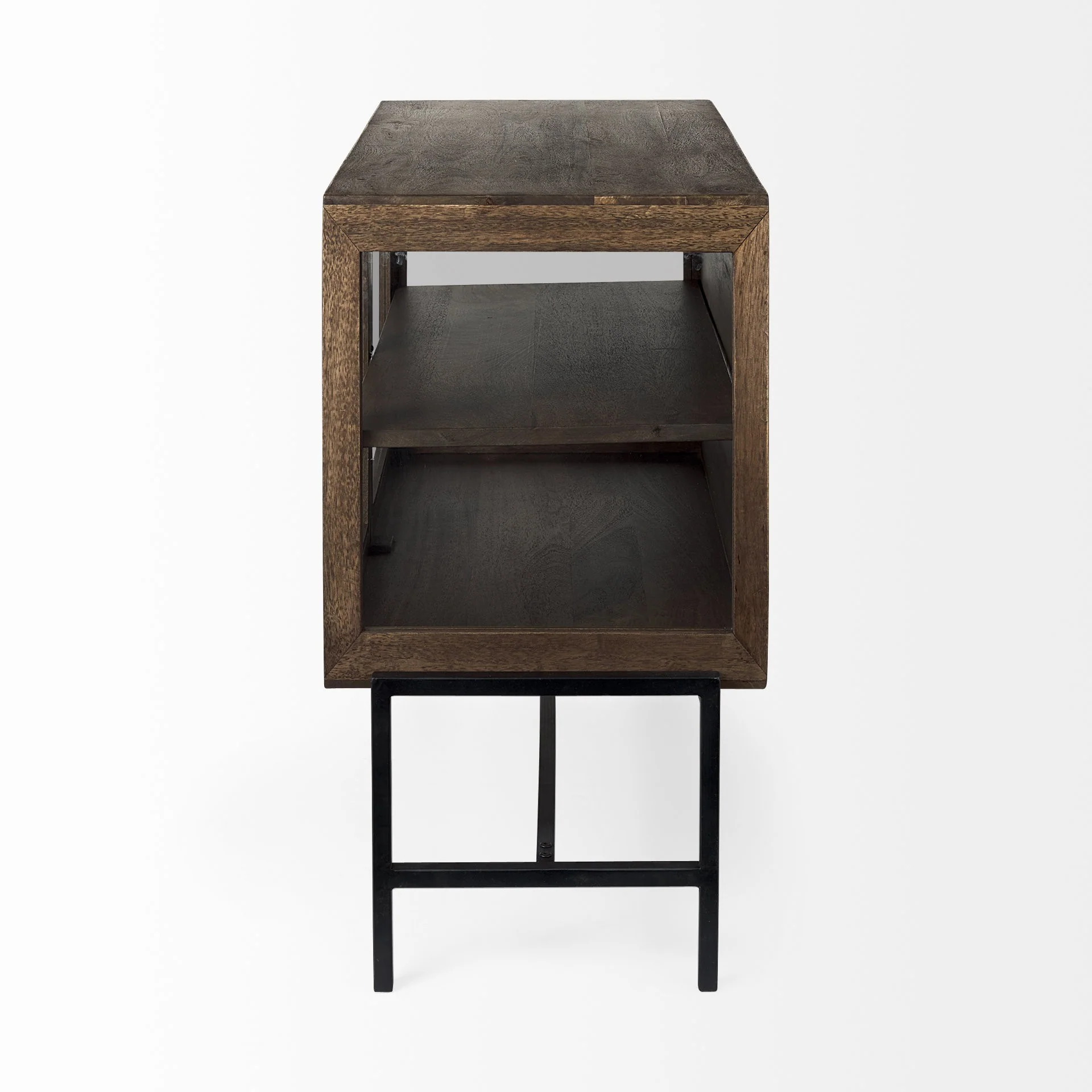 Rustic Dark Brown Two Door Shadowbox Cabinet By Homeroots - Image 3