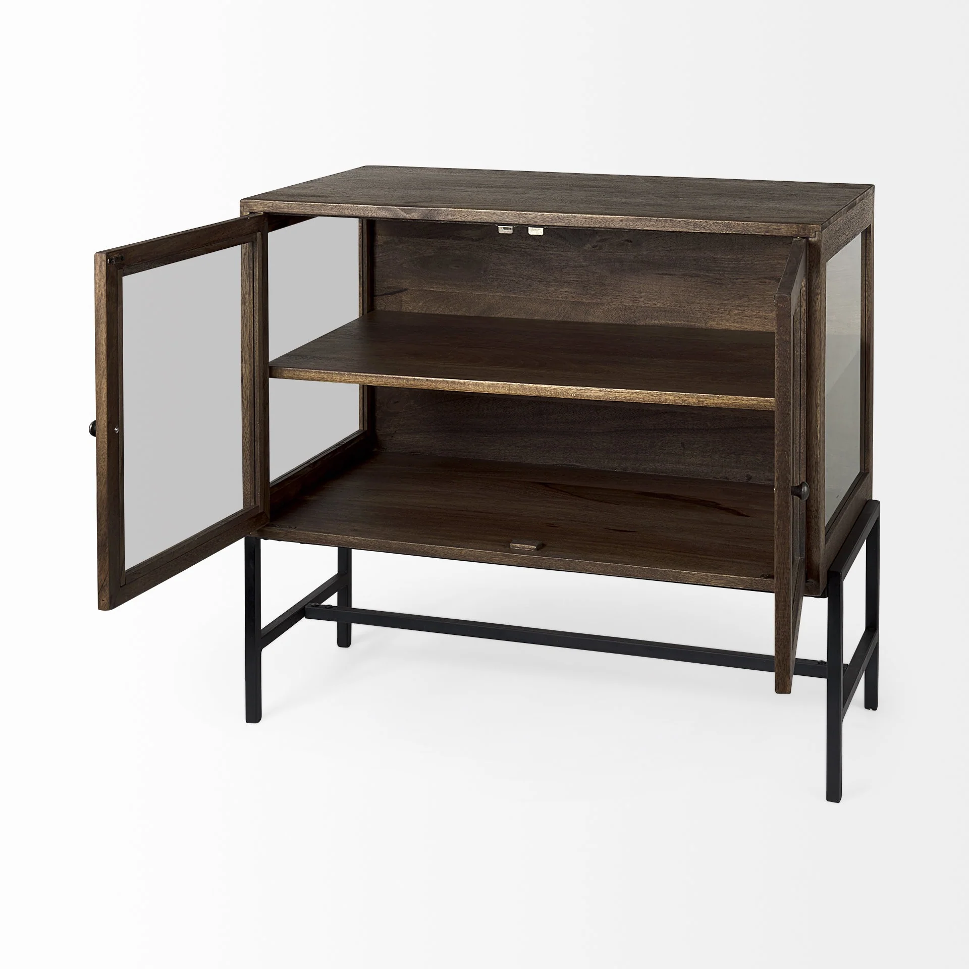 Rustic Dark Brown Two Door Shadowbox Cabinet By Homeroots - Image 5