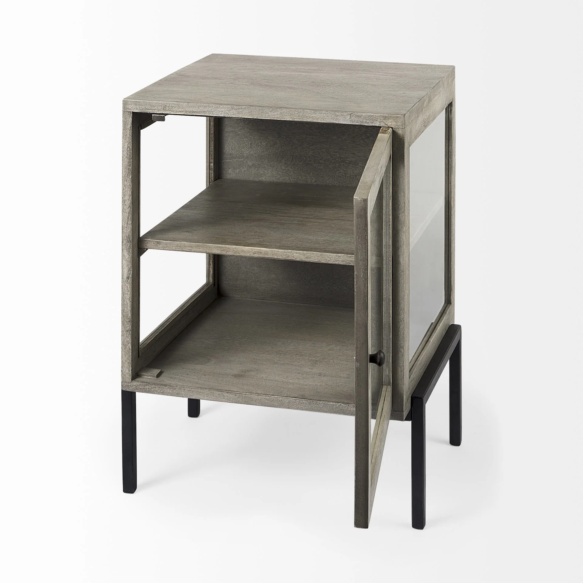 Rustic Dark Gray And Black Shadowbox Cabinet By Homeroots - Image 4