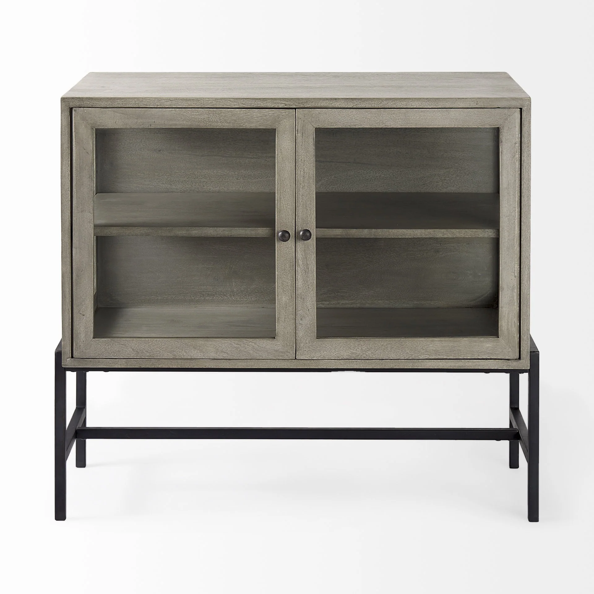 Rustic Dark Gray Two Door Shadowbox Cabinet By Homeroots - Image 2