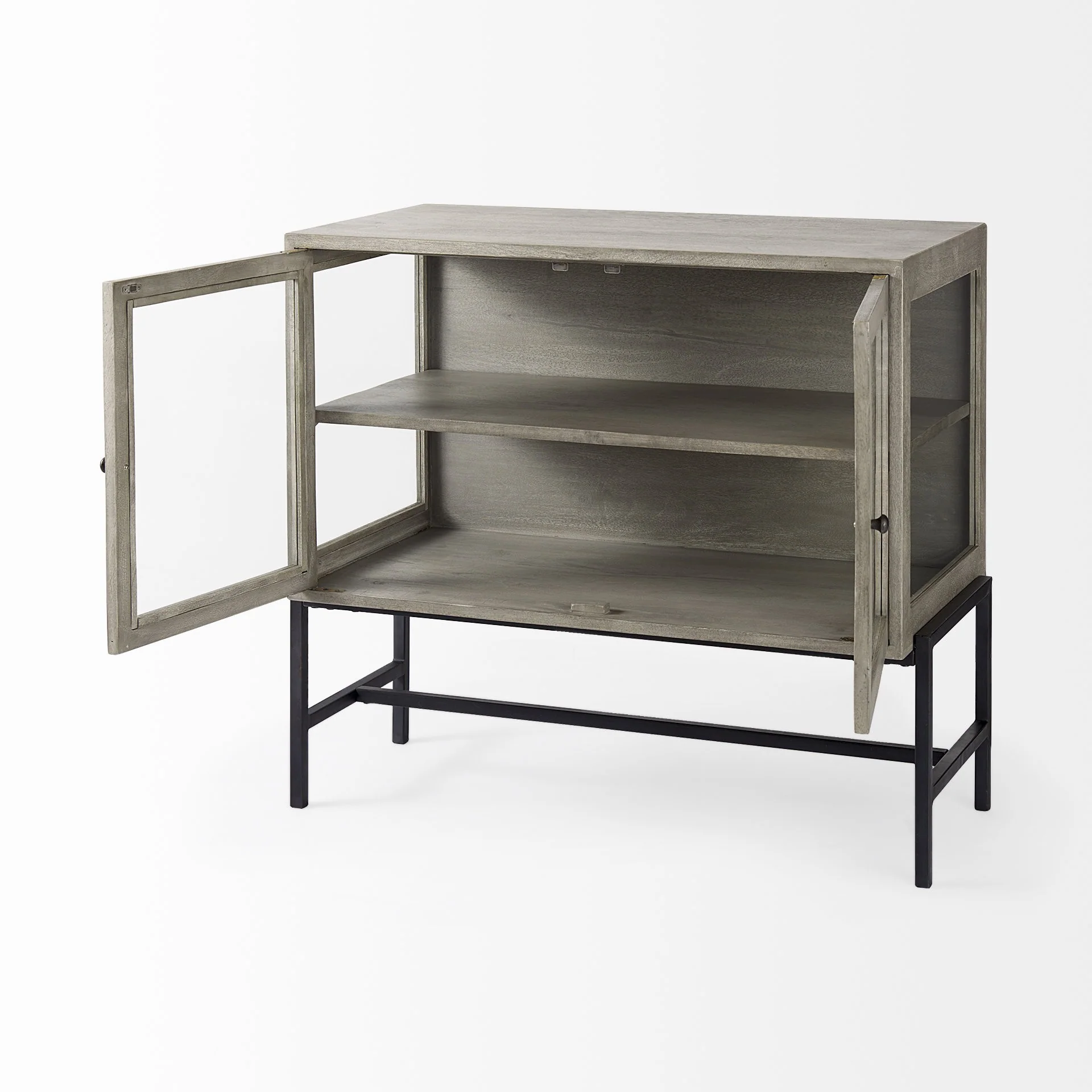Rustic Dark Gray Two Door Shadowbox Cabinet By Homeroots - Image 5