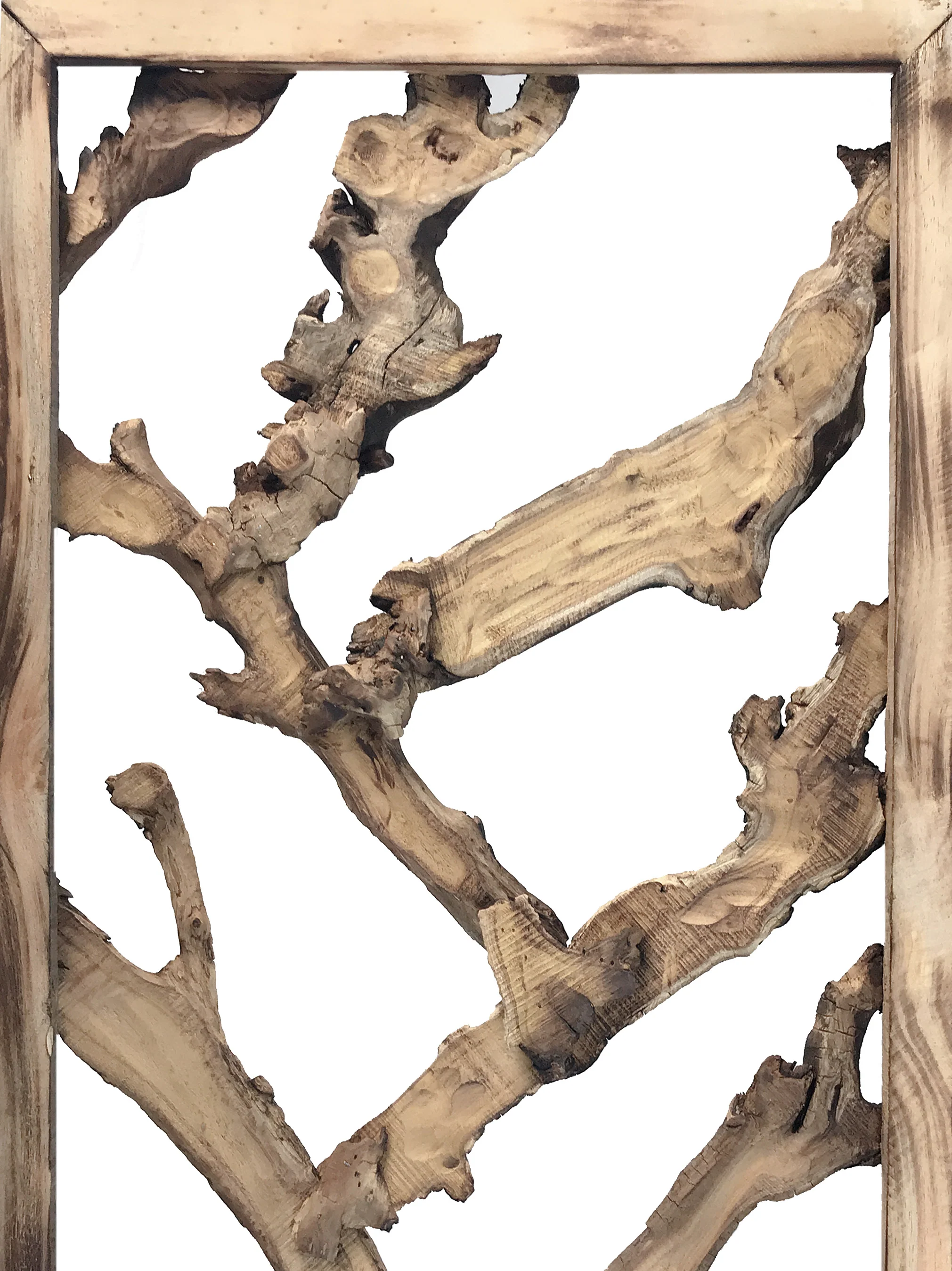 Rustic Earthy Wood Root Three Panel Room Divider Screen By Homeroots - Image 5