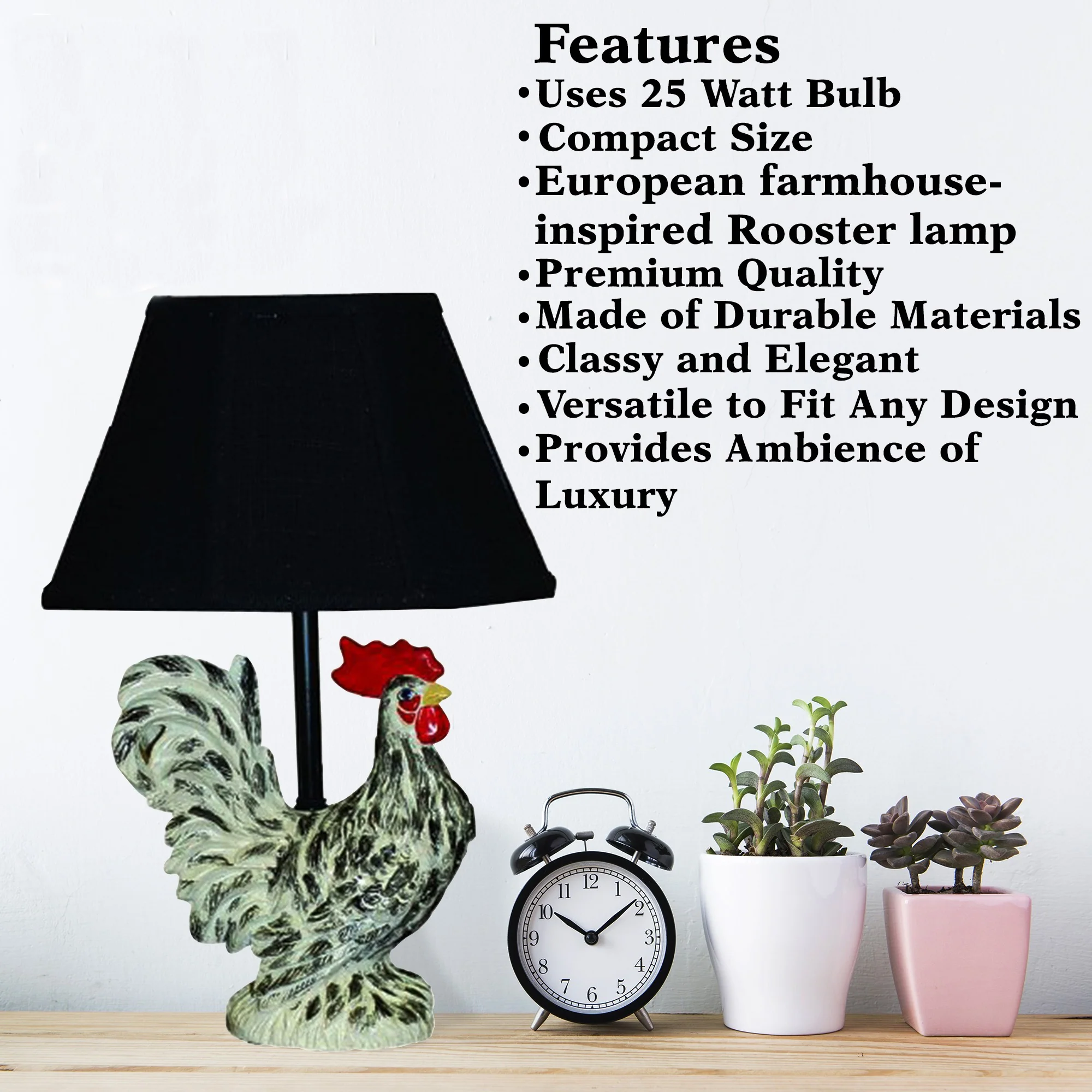 Rustic Farmhouse Rooster Accent Lamp By Homeroots - Image 4