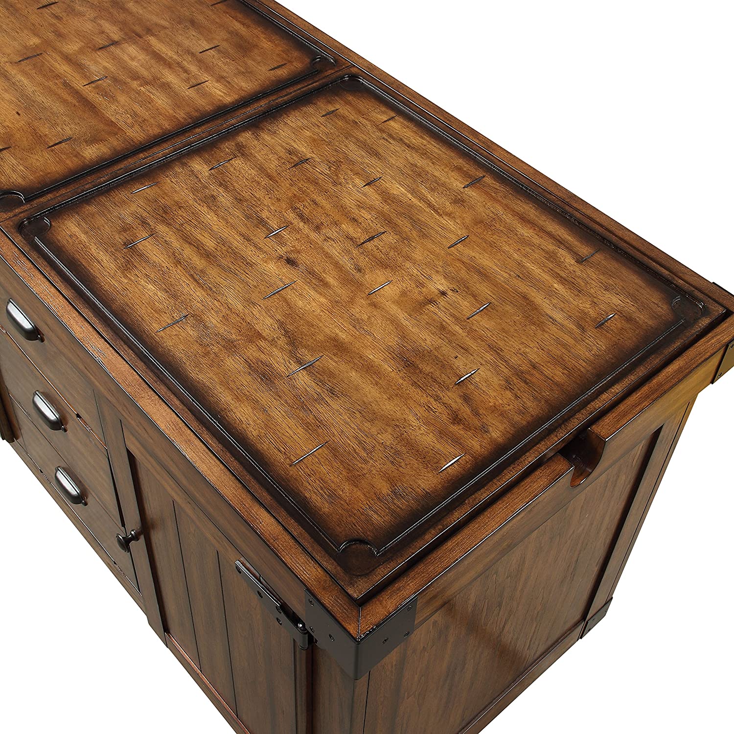 Rustic Farmhouse Warm Tobacco Rolling Kitchen Cart By Homeroots - Image 4