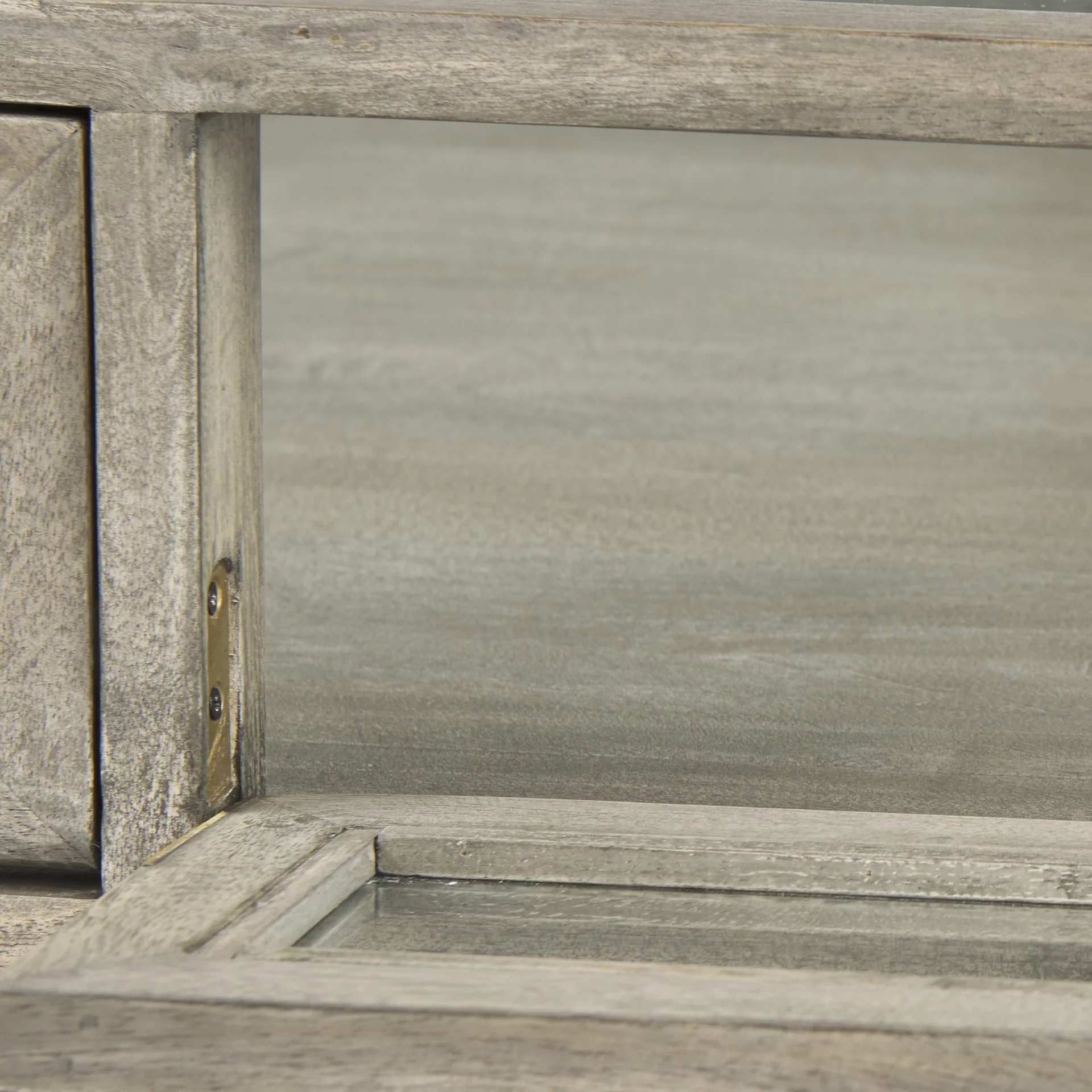 Rustic Gray Brown Shadowbox Coffee Table By Homeroots - Image 2