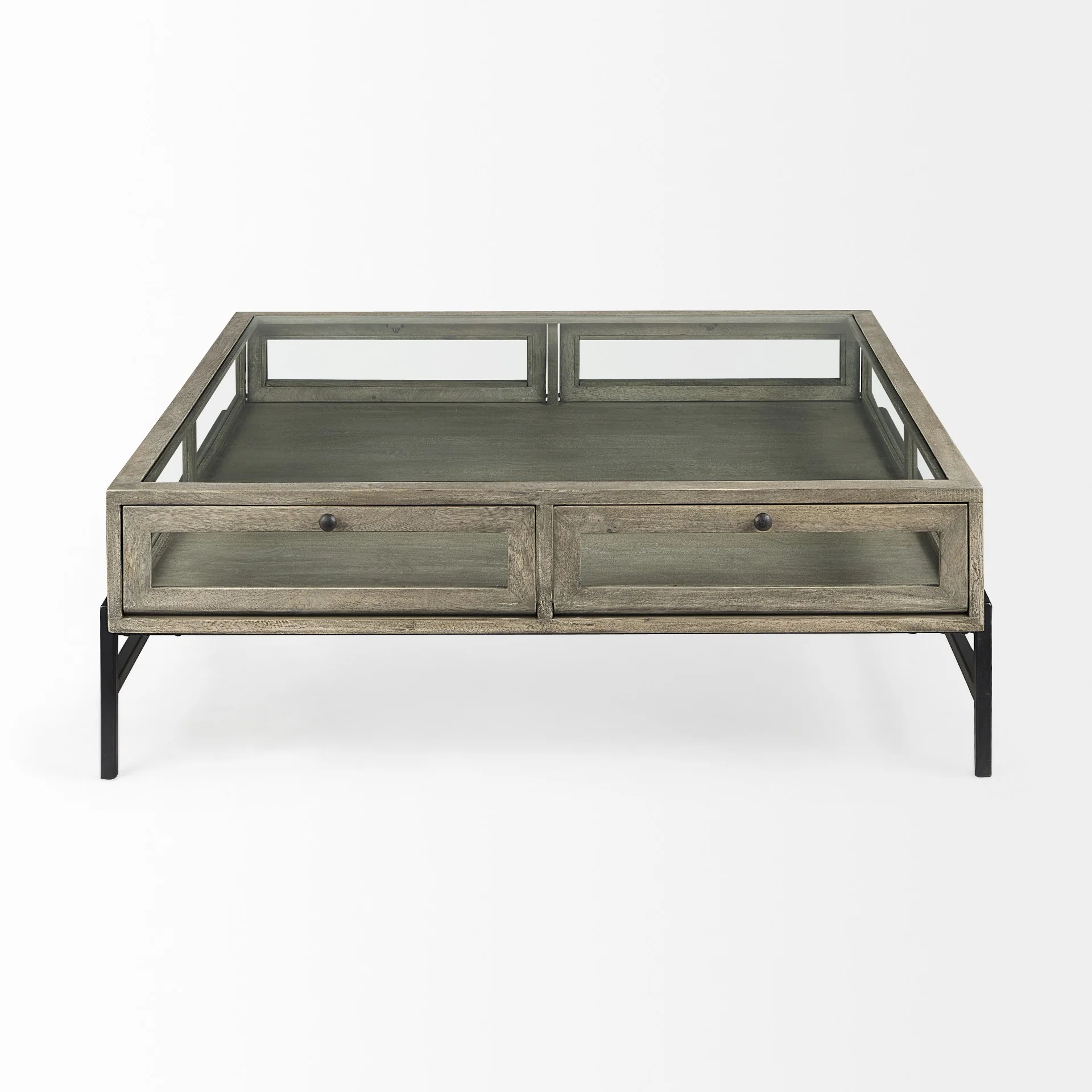 Rustic Gray Brown Shadowbox Coffee Table By Homeroots - Image 5