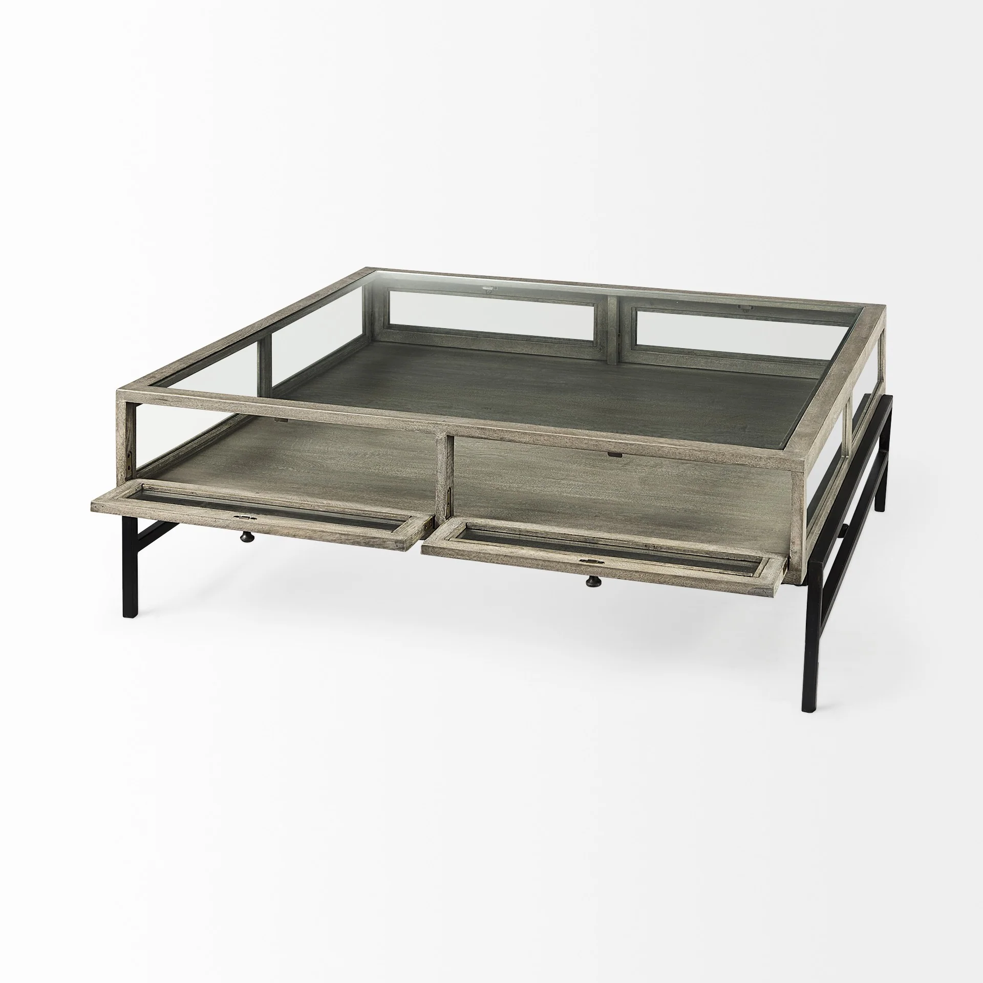 Rustic Gray Brown Shadowbox Coffee Table By Homeroots - Image 6