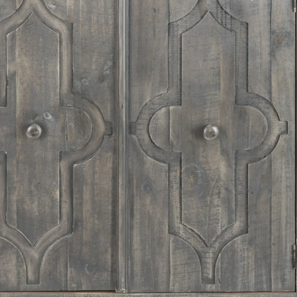 Rustic Gray Wash Scroll Wood Two Door Accent Cabinet By Homeroots - Image 6