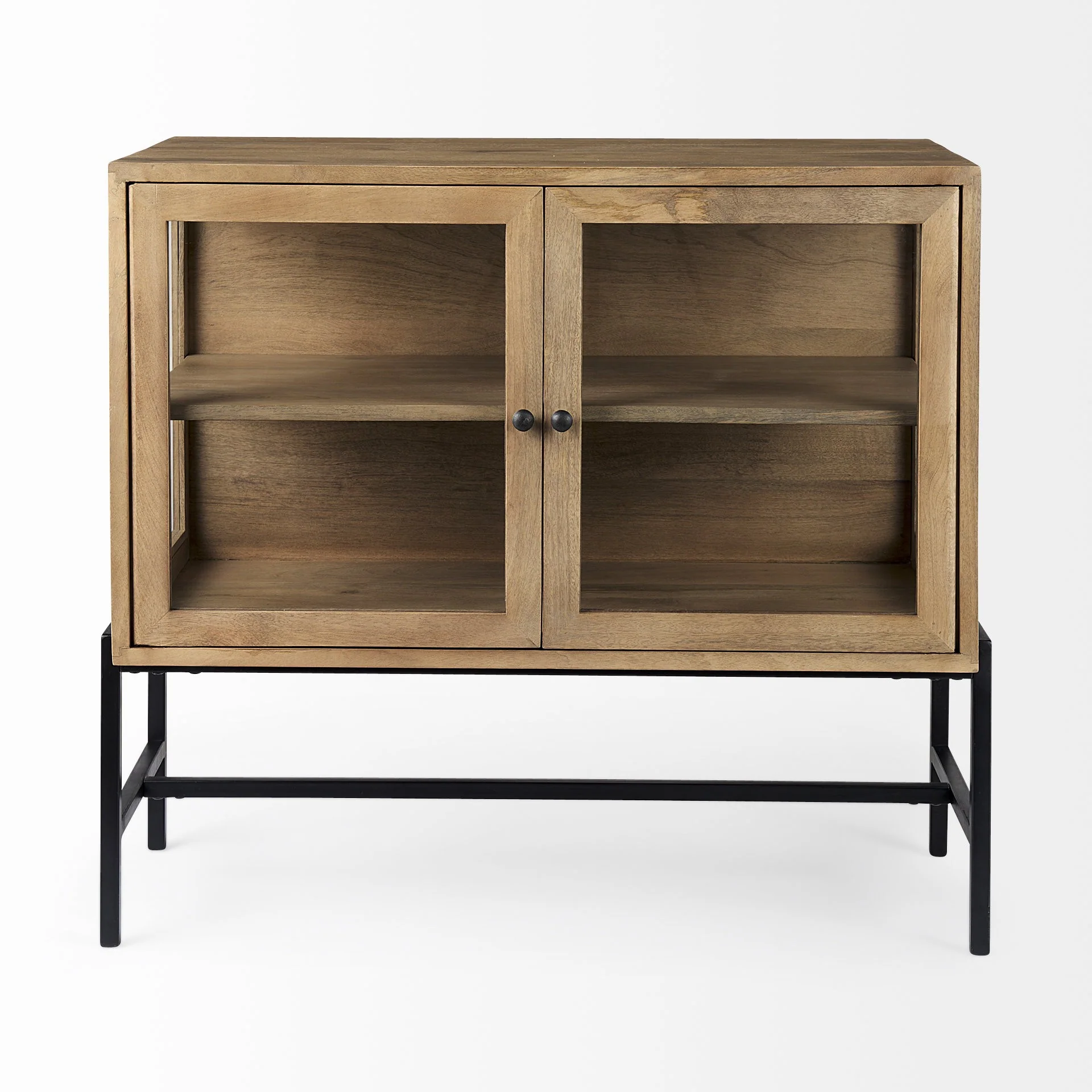 Rustic Honey Brown Two Door Shadowbox Cabinet By Homeroots - Image 2