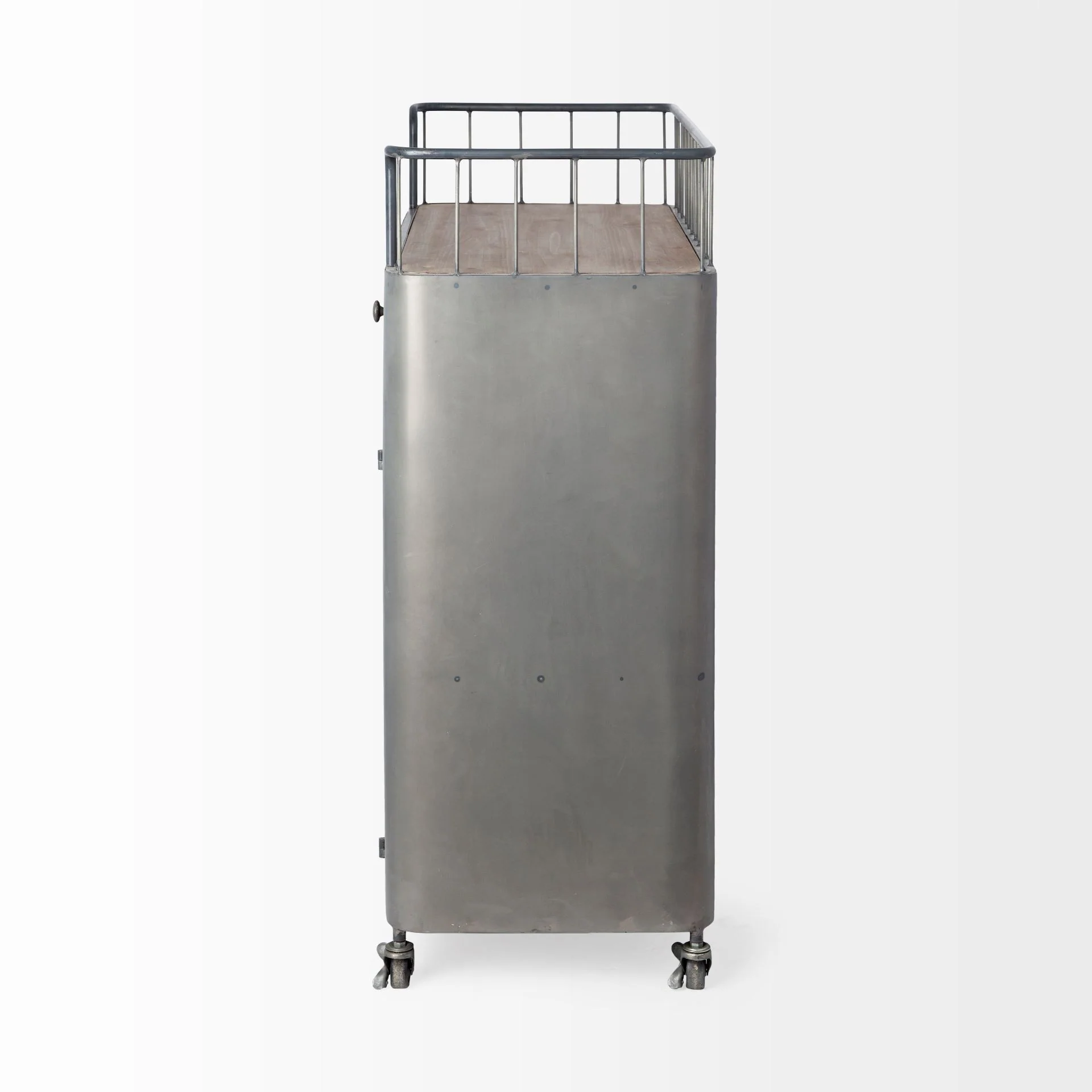 Rustic Metal Industrial Style Rolling Bar Cart By Homeroots - Image 3