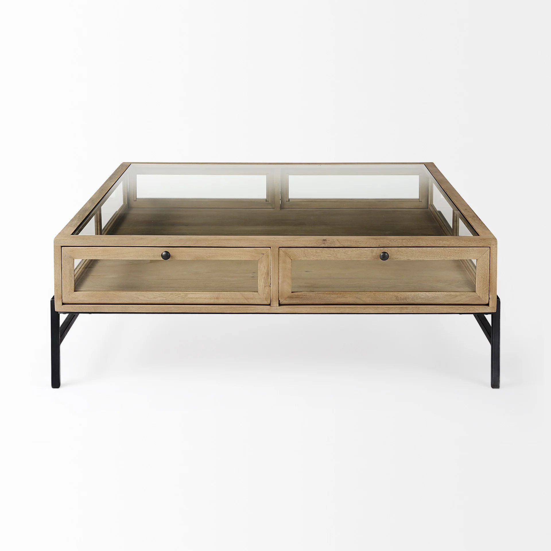 Rustic Natural Brown Shadowbox Coffee Table By Homeroots - Image 3