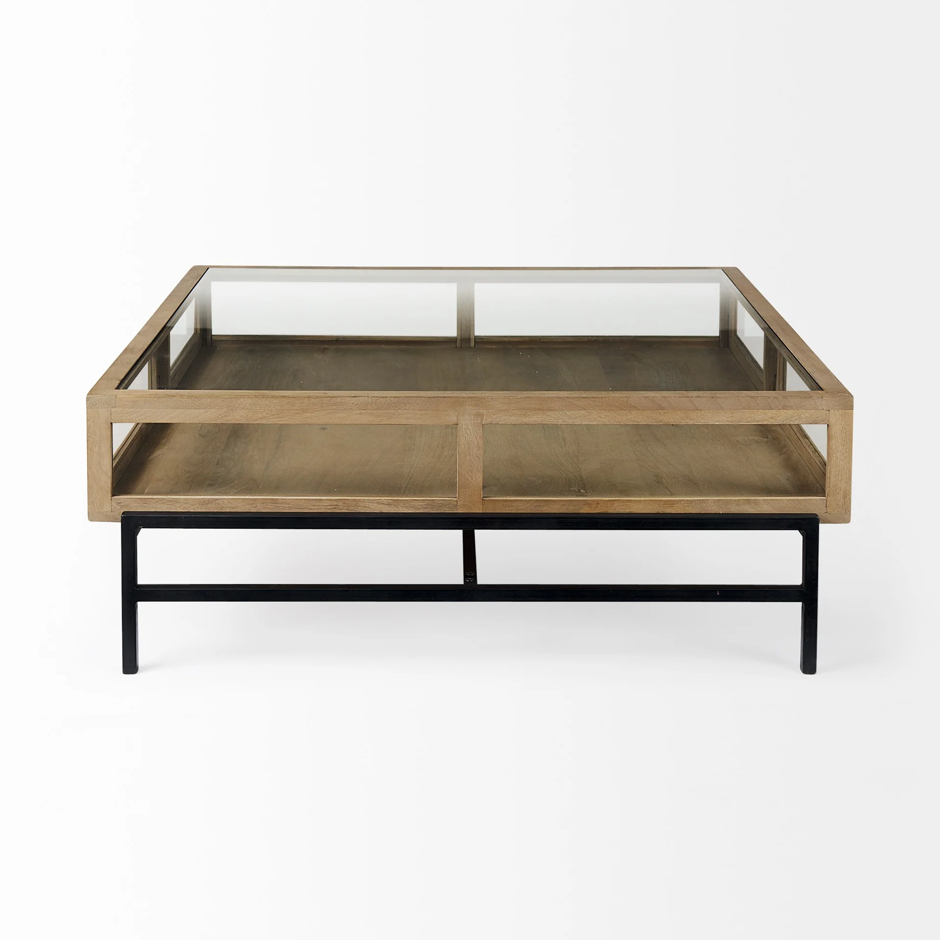 Rustic Natural Brown Shadowbox Coffee Table By Homeroots - Image 4