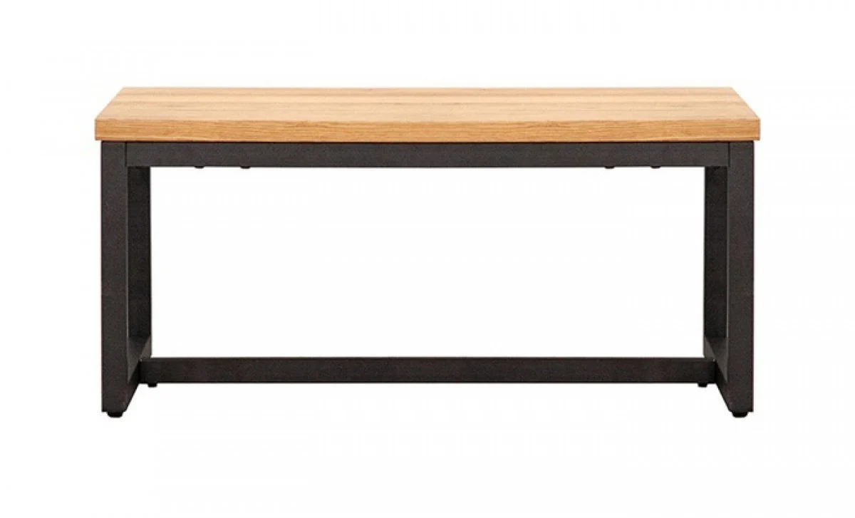 Rustic Natural Oak And Black Metal End Table By Homeroots - Image 2