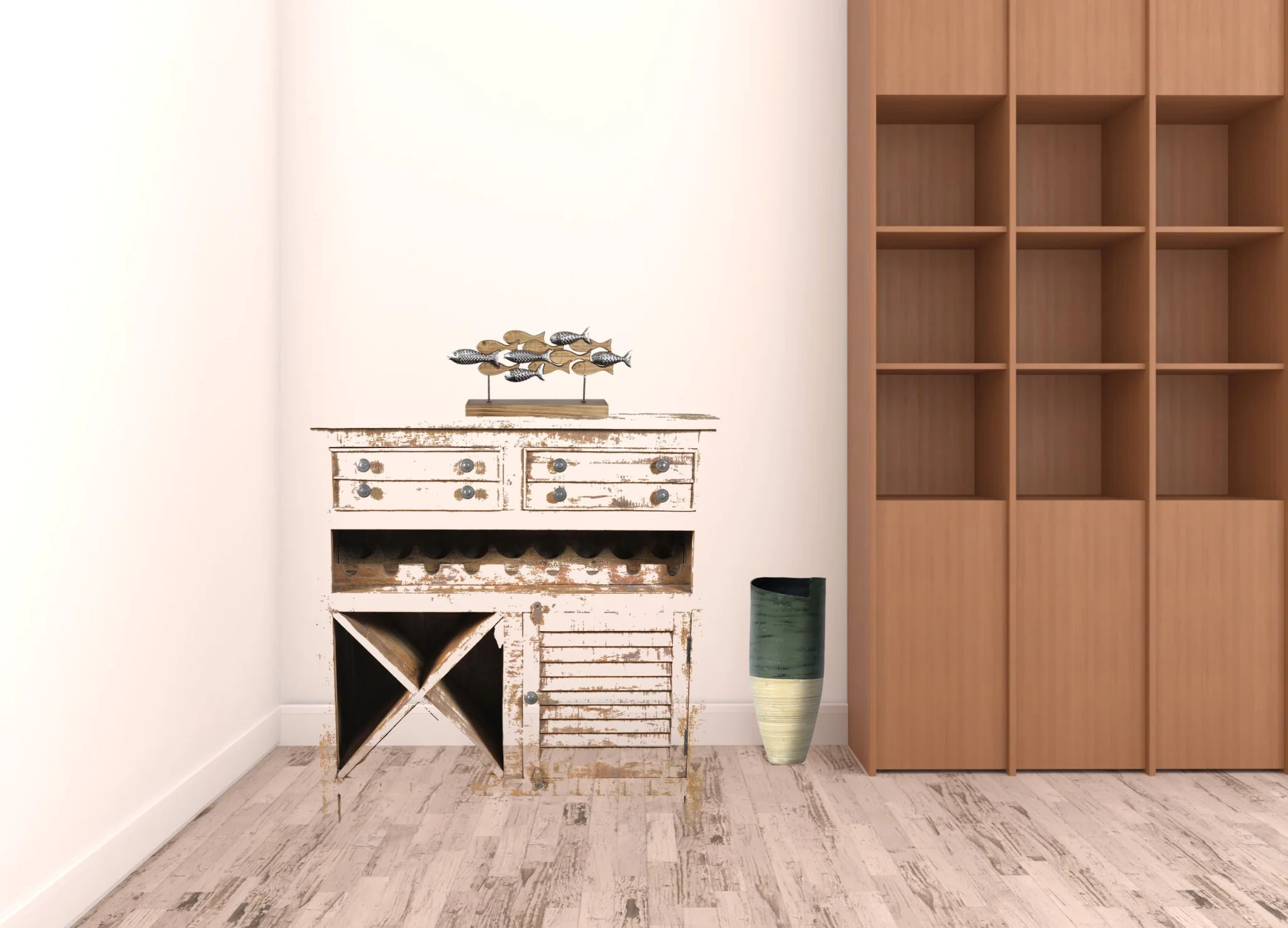 Rustic Natural Solid Wood 2 Door Wine Bar Cabinet By Homeroots - Image 4