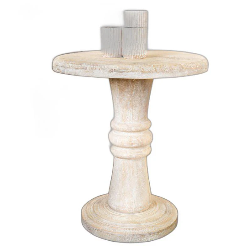 Rustic Natural Turned Pedestal End Table By Homeroots - Image 2