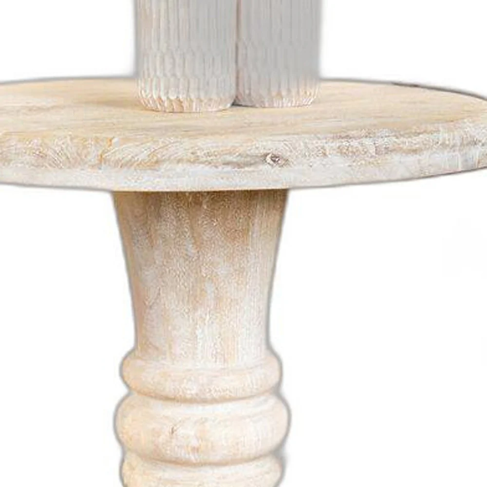 Rustic Natural Turned Pedestal End Table By Homeroots - Image 4