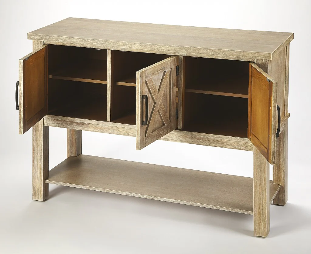 Rustic Natural Urban Gray Buffet Cabinet By Homeroots - Image 4