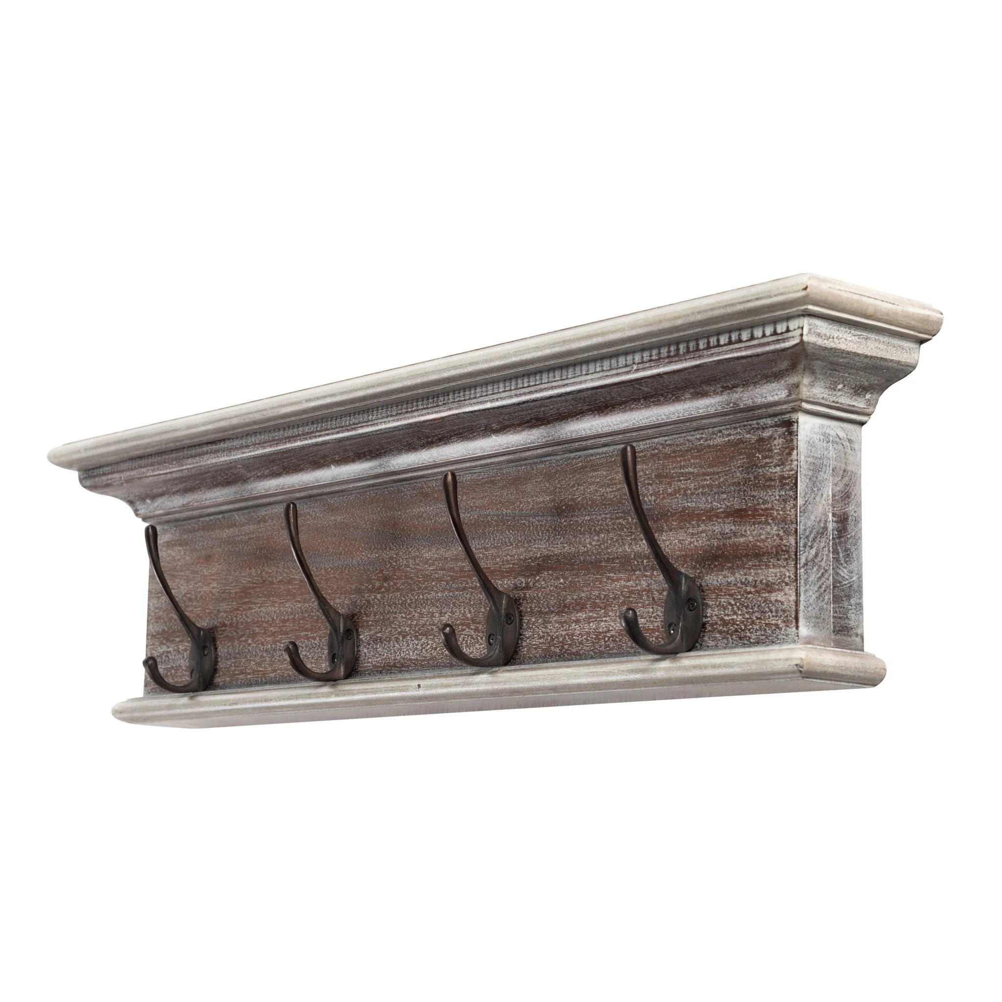 Rustic Natural Wash Wood Four Hook Hanging Coat Rack By Homeroots - Image 2