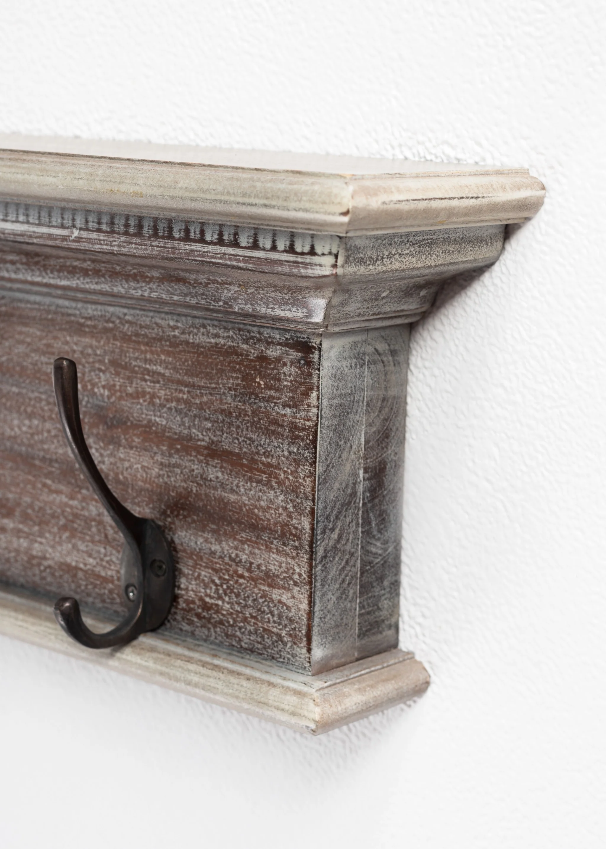 Rustic Natural Wash Wood Four Hook Hanging Coat Rack By Homeroots - Image 7