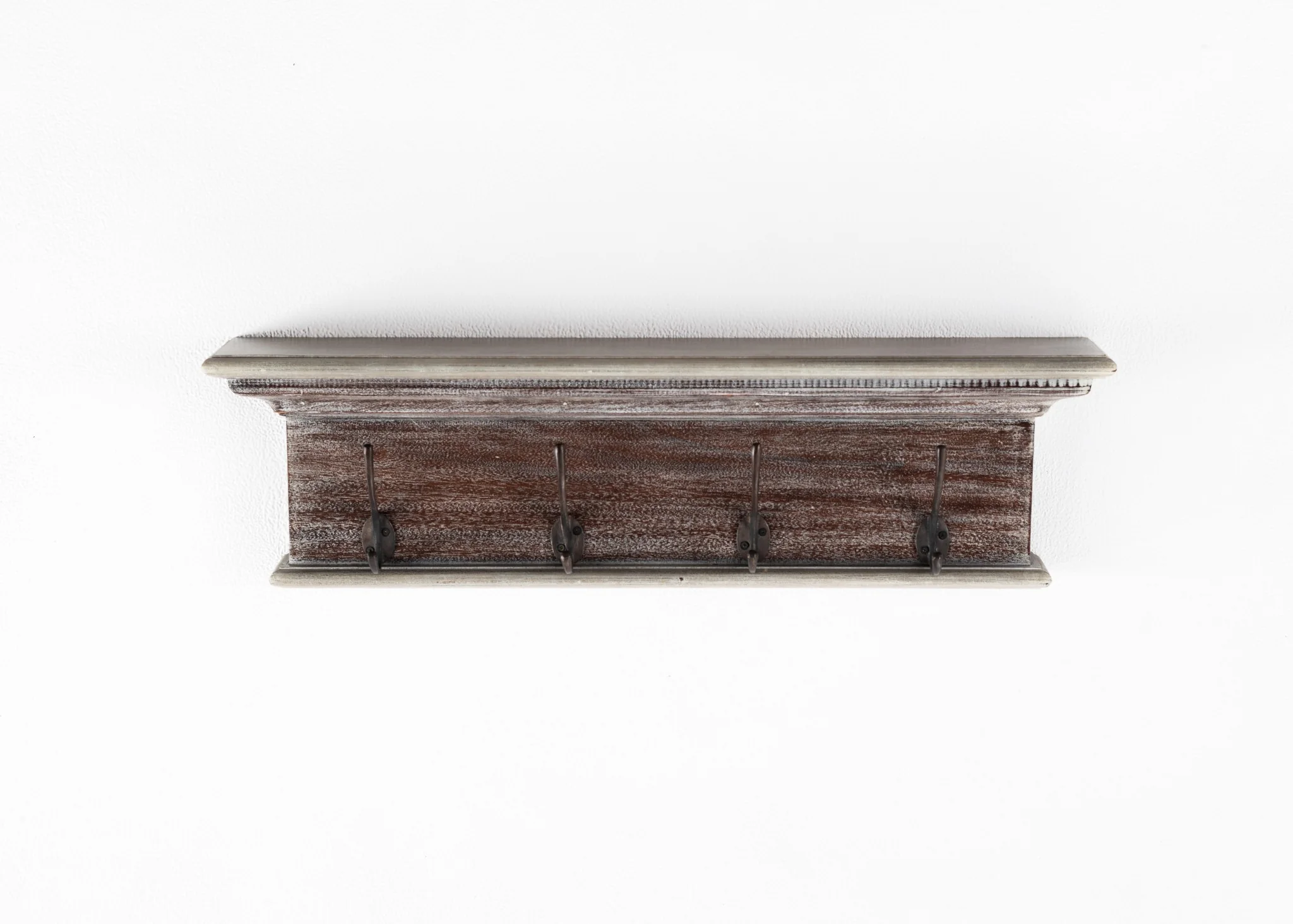 Rustic Natural Wash Wood Four Hook Hanging Coat Rack By Homeroots - Image 9