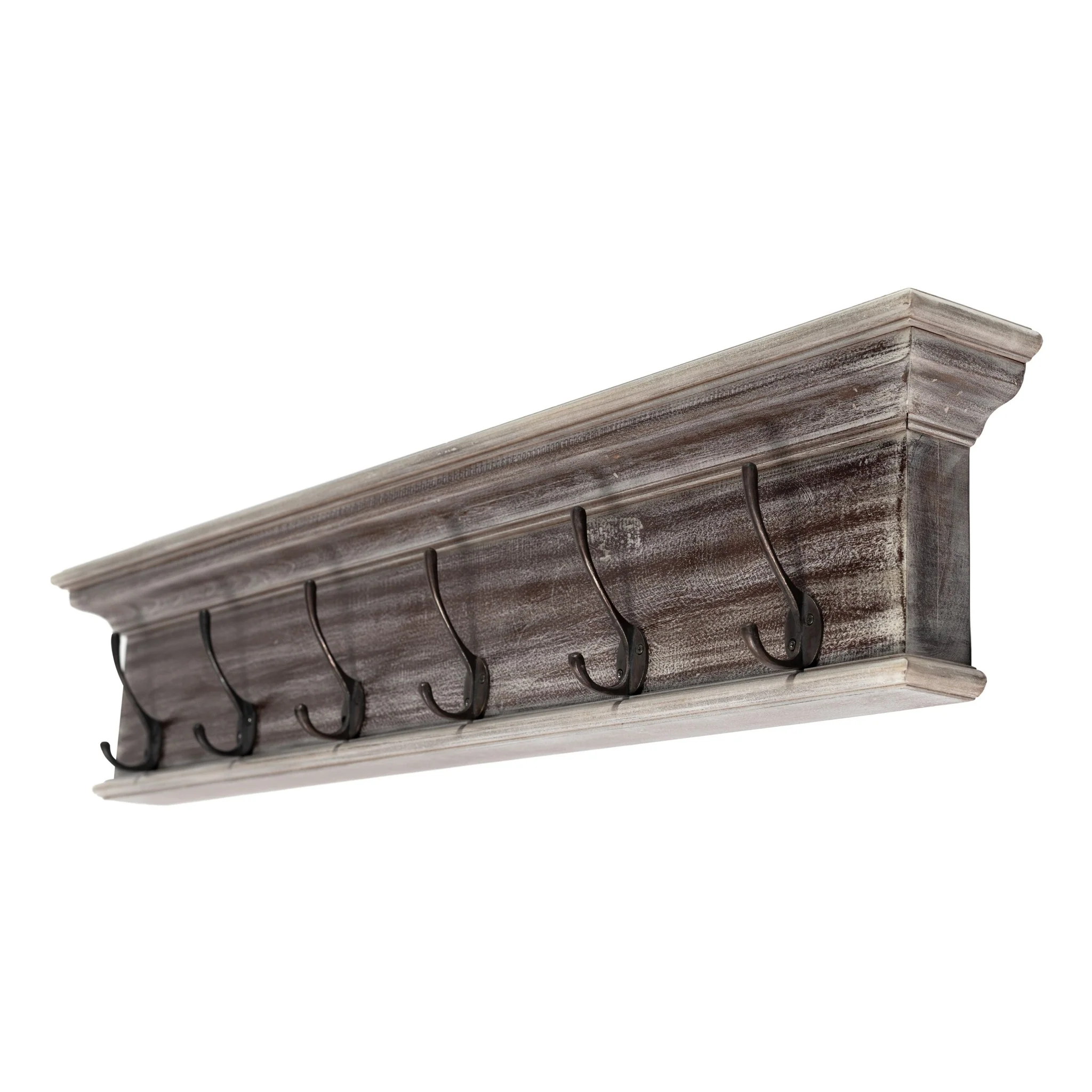 Rustic Natural Wash Wood Six Hook Hanging Coat Rack By Homeroots - Image 2