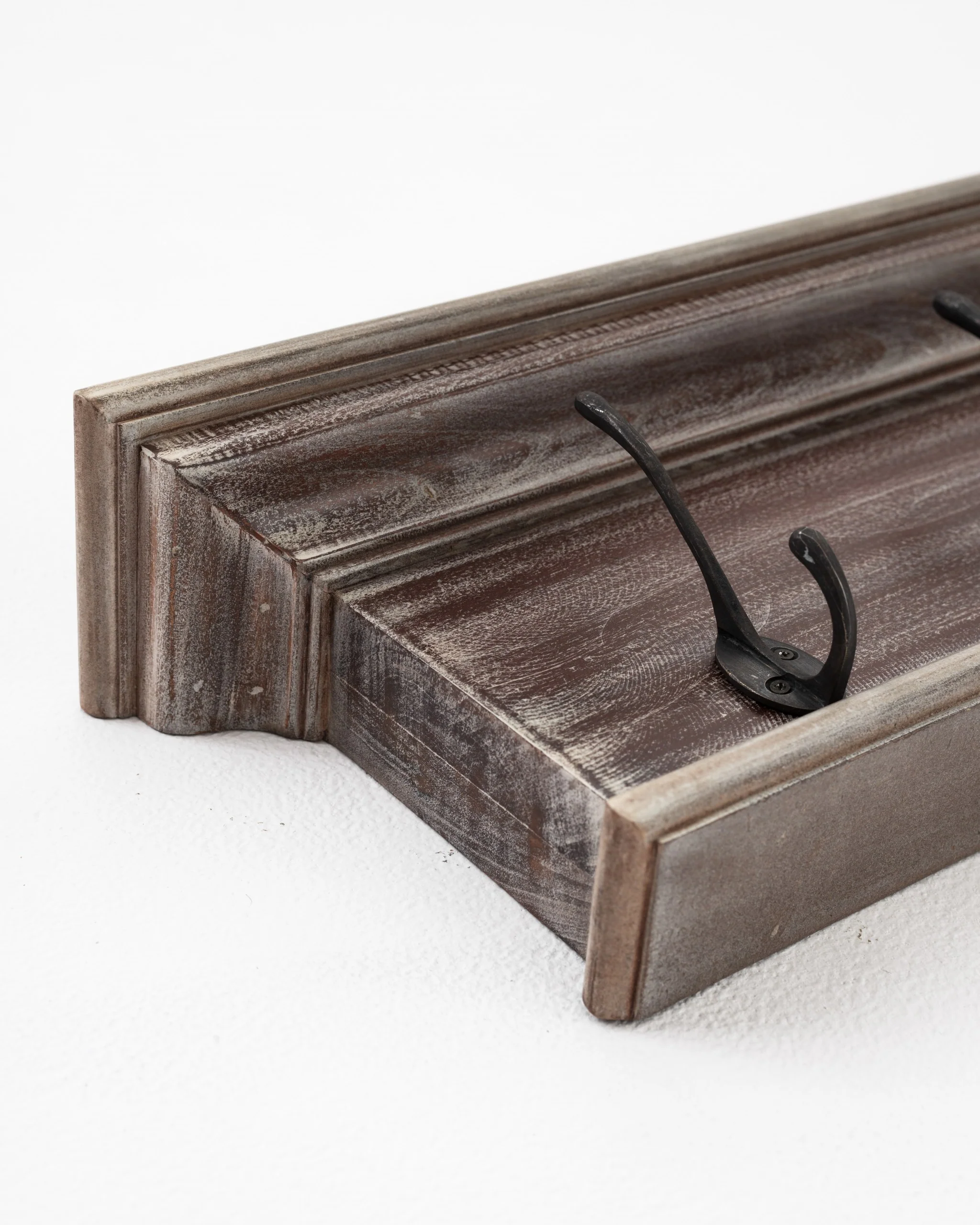 Rustic Natural Wash Wood Six Hook Hanging Coat Rack By Homeroots - Image 6
