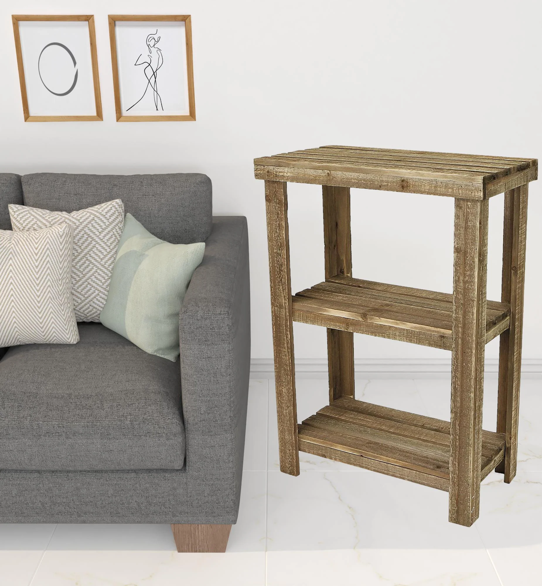 Rustic Natural Wood Finish 2 Shelf Side Table By Homeroots - Image 4