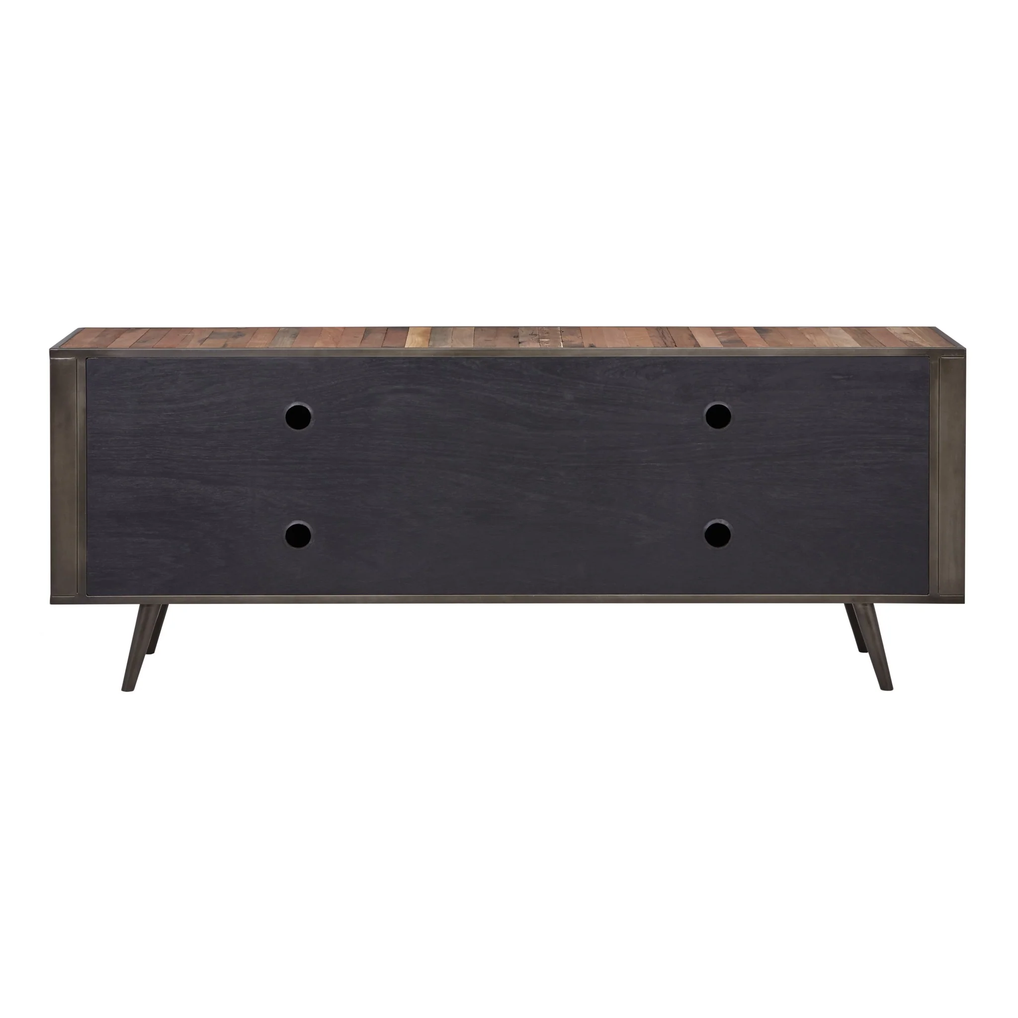 Rustic Natural Wood Media Cabinet with Four Doors By Homeroots - Image 8
