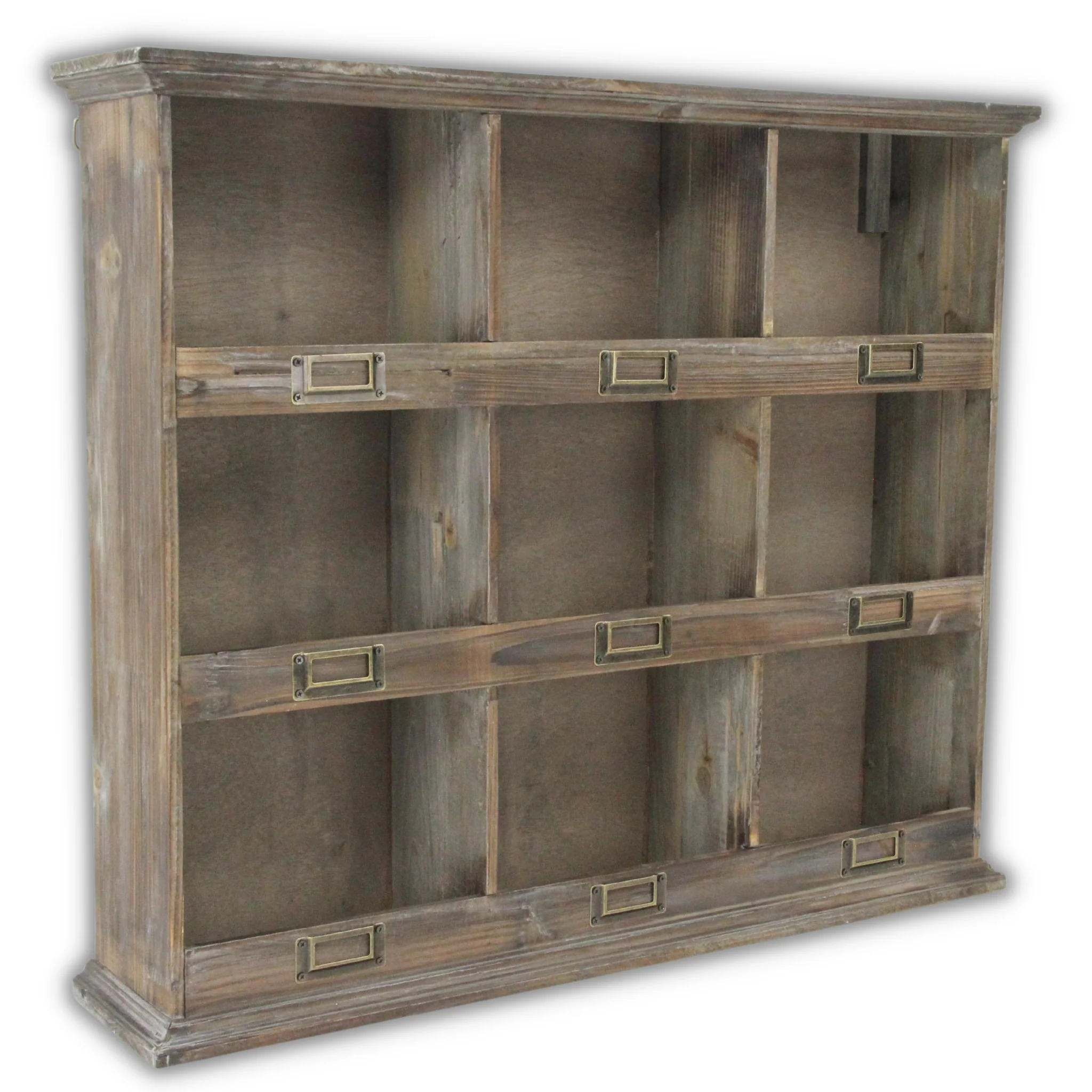 Rustic Nine Slot Wooden Open Wall Cabinet By Homeroots - Image 2