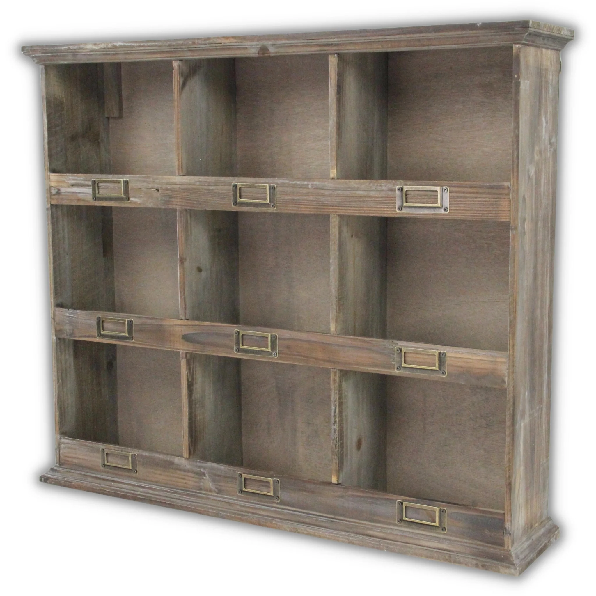 Rustic Nine Slot Wooden Open Wall Cabinet By Homeroots - Image 3